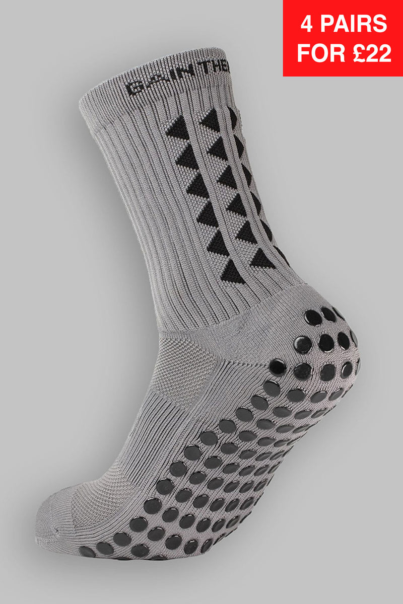 GAIN THE EDGE GRIP SOCKS 2.0 ⚽️ White MIDCALF Large Size 8-13 Football Rugby