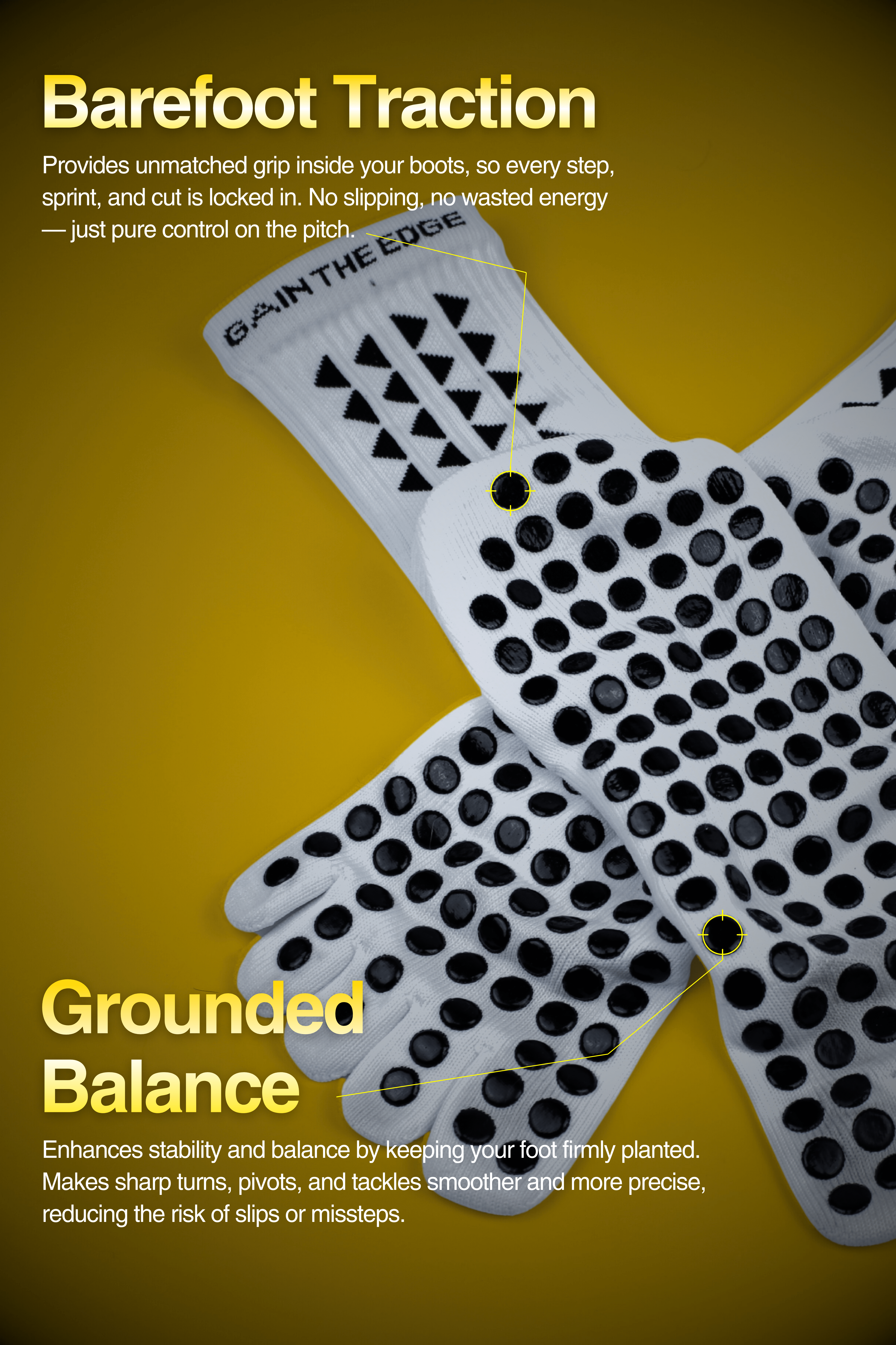 BAREFOOT GRIP SOCKS 3.0 MidCalf Length - White - Gain The Edge Official