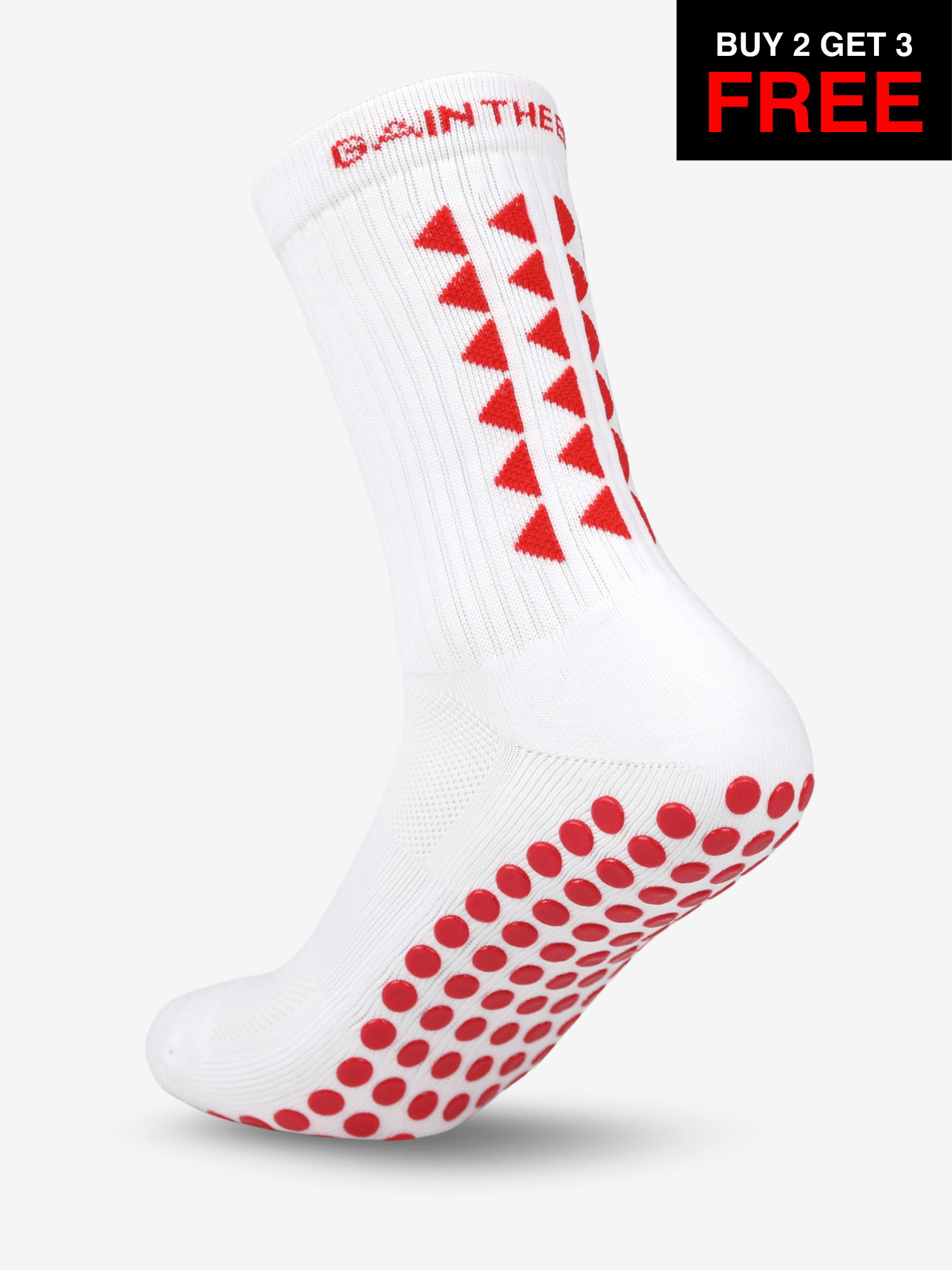 LIMITED EDITION GRIP SOCKS 3.0 - White & Red - SALE BUY 2 GET 3 FREE - Gain The Edge Official