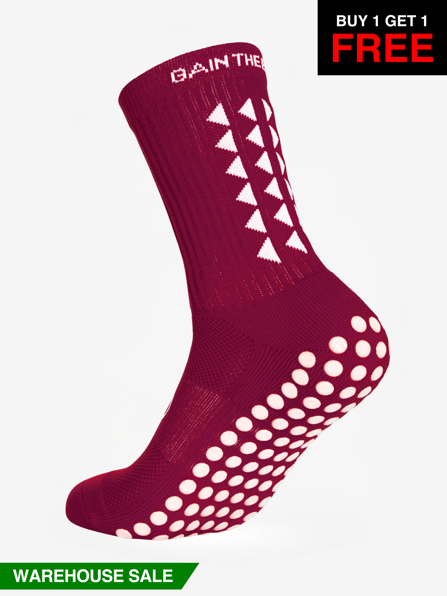 GRIP SOCKS 2.0  MidCalf Length - Maroon - WAREHOUSE SALE BUY 1 GET 1 FREE - Gain The Edge Official
