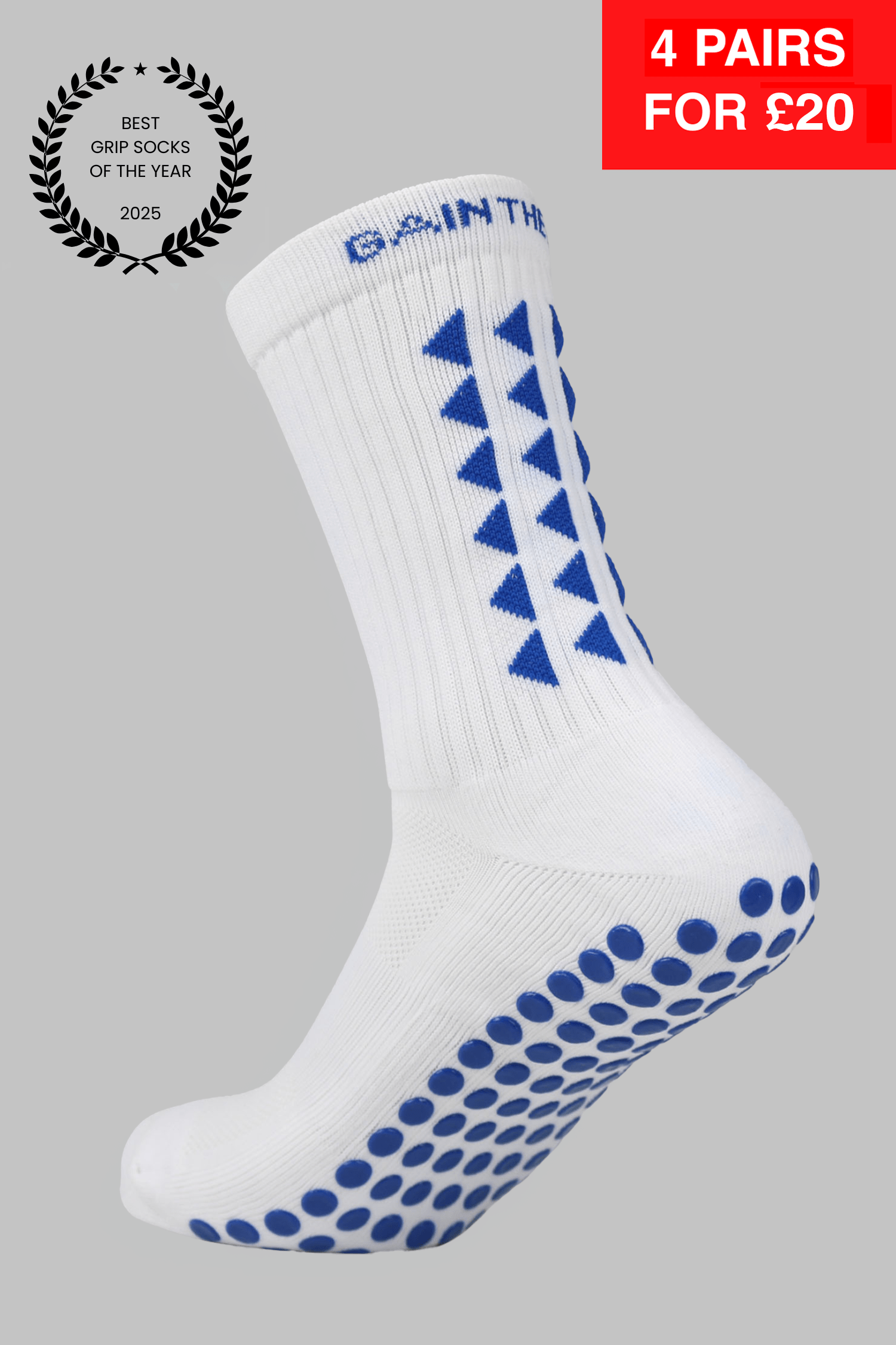 LIMITED EDITION GRIP SOCKS 3.0 - White & Blue - Gain The Edge Official