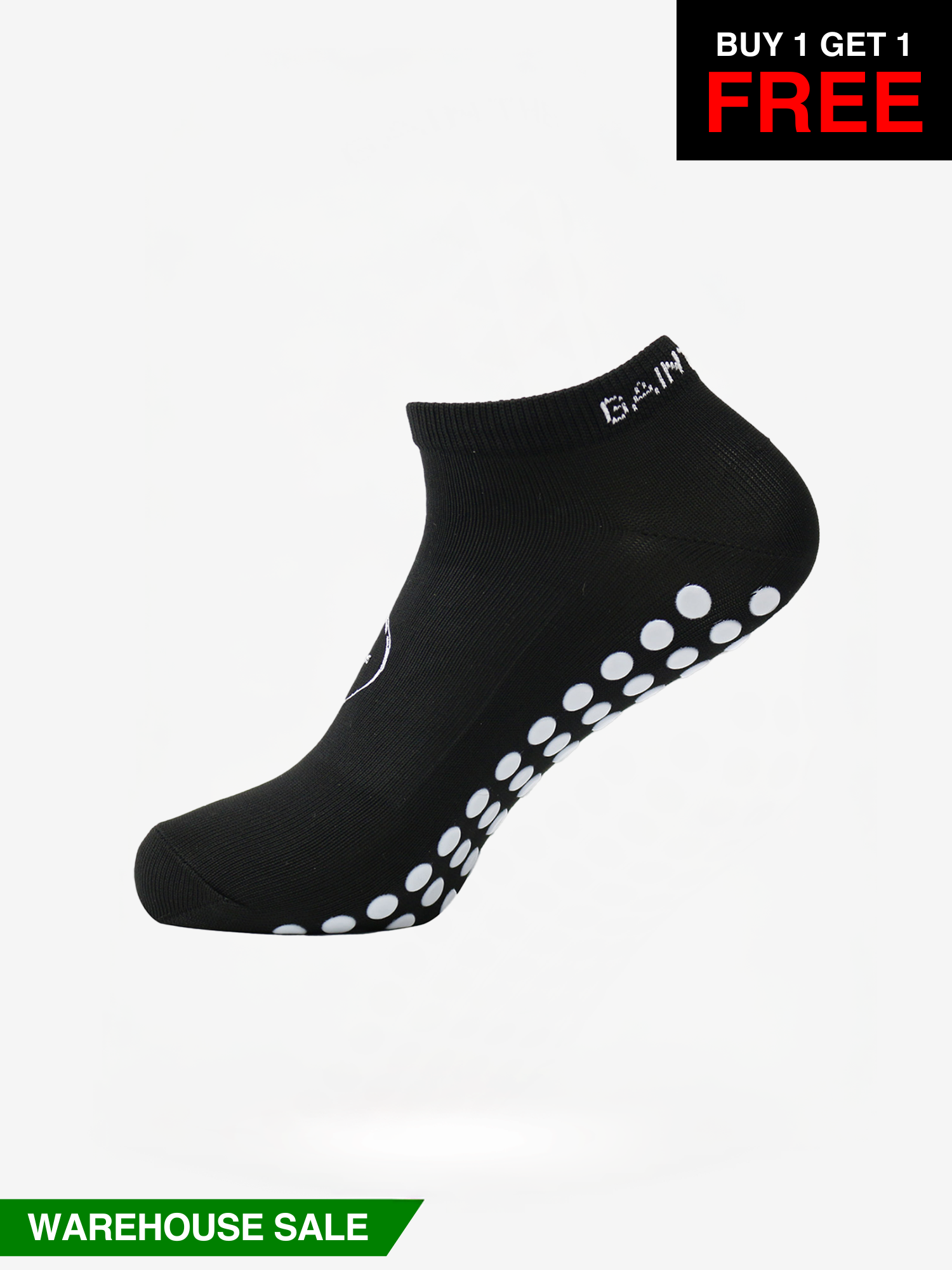 Ankle Grip Socks - Black - WAREHOUSE SALE BUY 1 GET 1 FREE