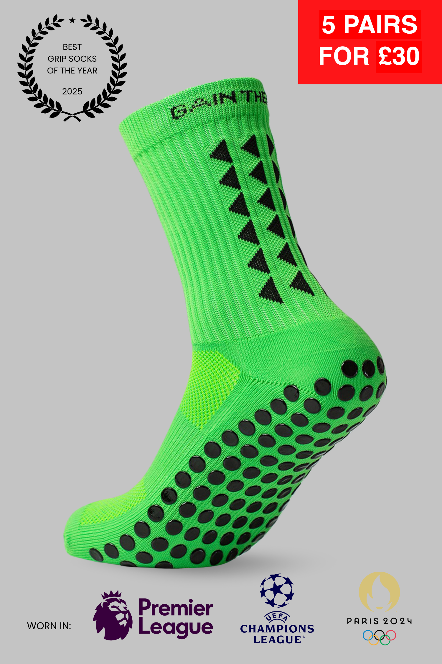 GRIP SOCKS 3.0  MidCalf Length - Green - Gain The Edge Official