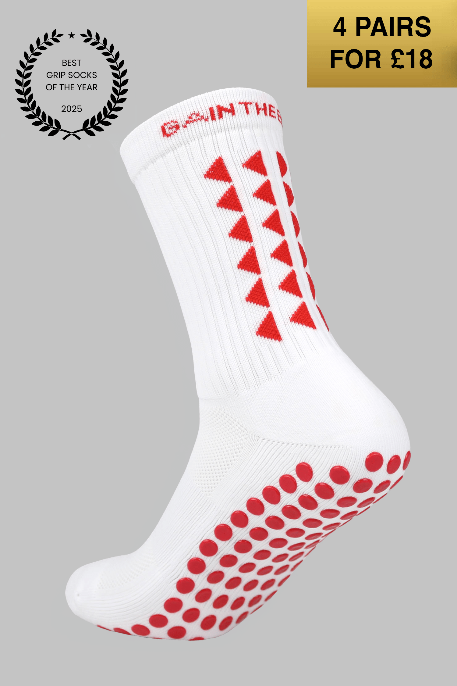 VIP LIMITED EDITION GRIP SOCKS 3.0 - White & Red - Gain The Edge Official
