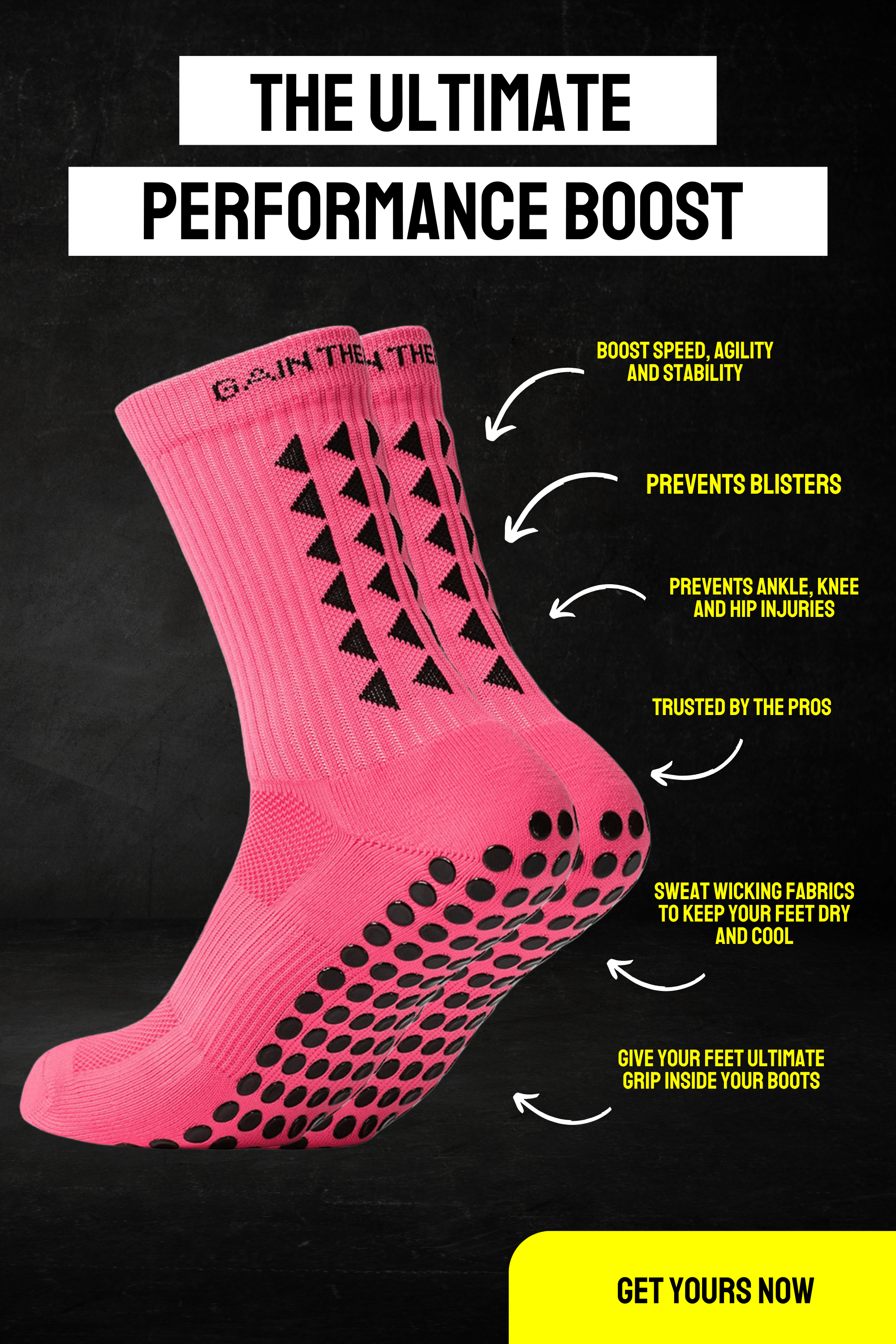 GRIP SOCKS 2.0  MidCalf Length - Pink - Gain The Edge Official