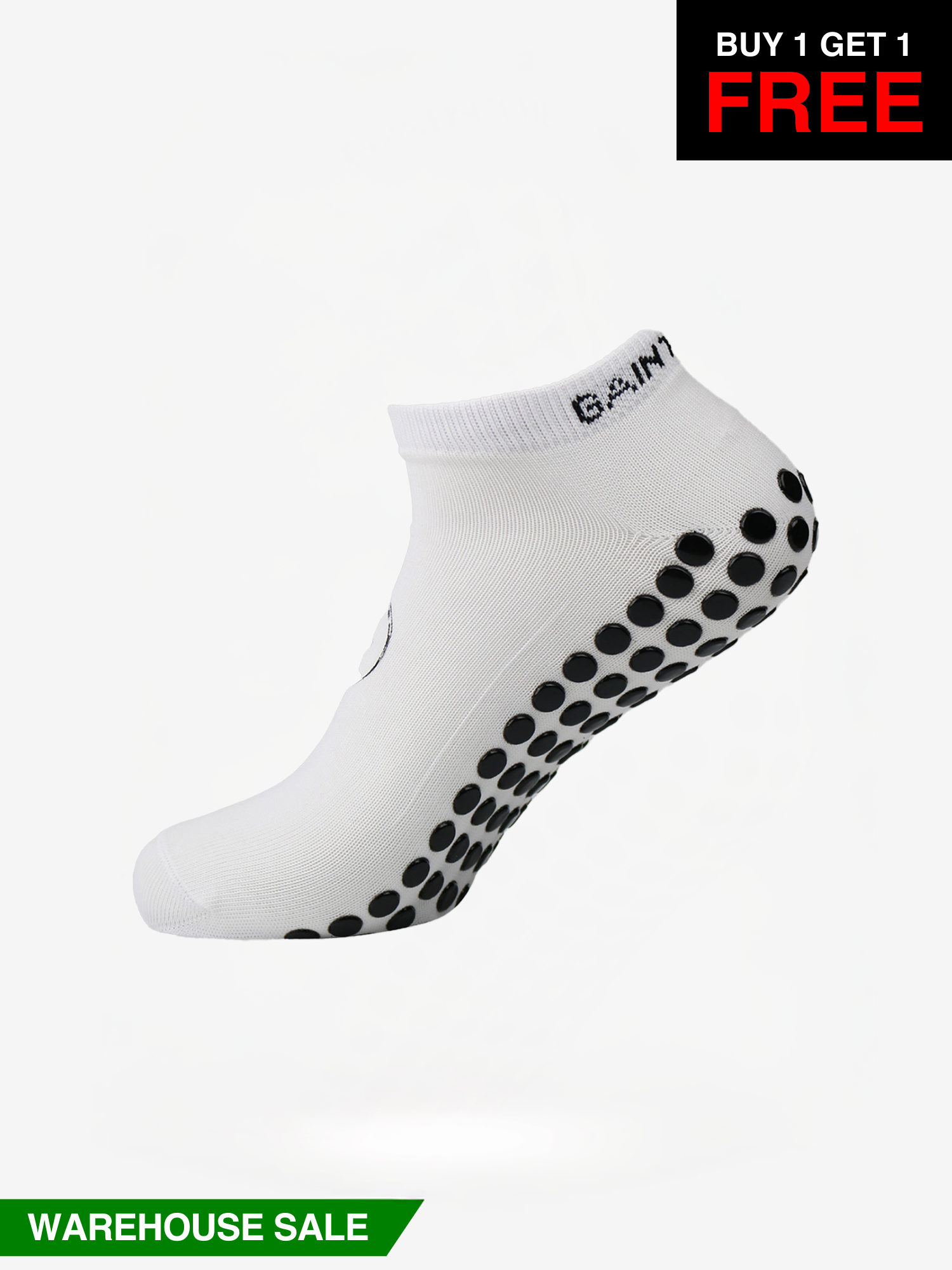 Ankle Grip Socks - White - WAREHOUSE SALE BUY 1 GET 1 FREE - Gain The Edge Official