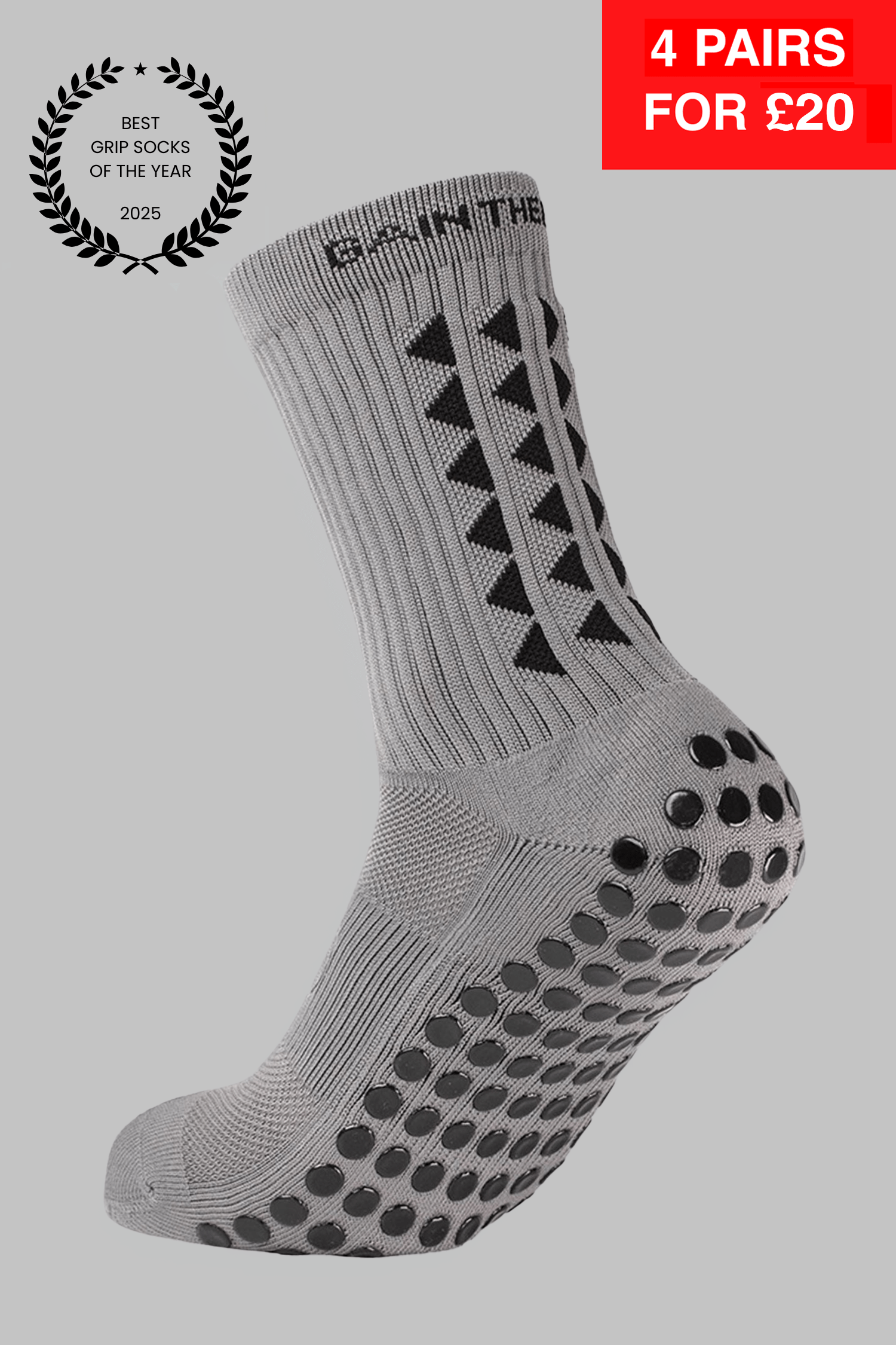 GRIP SOCKS 3.0  MidCalf Length - Grey - Gain The Edge Official