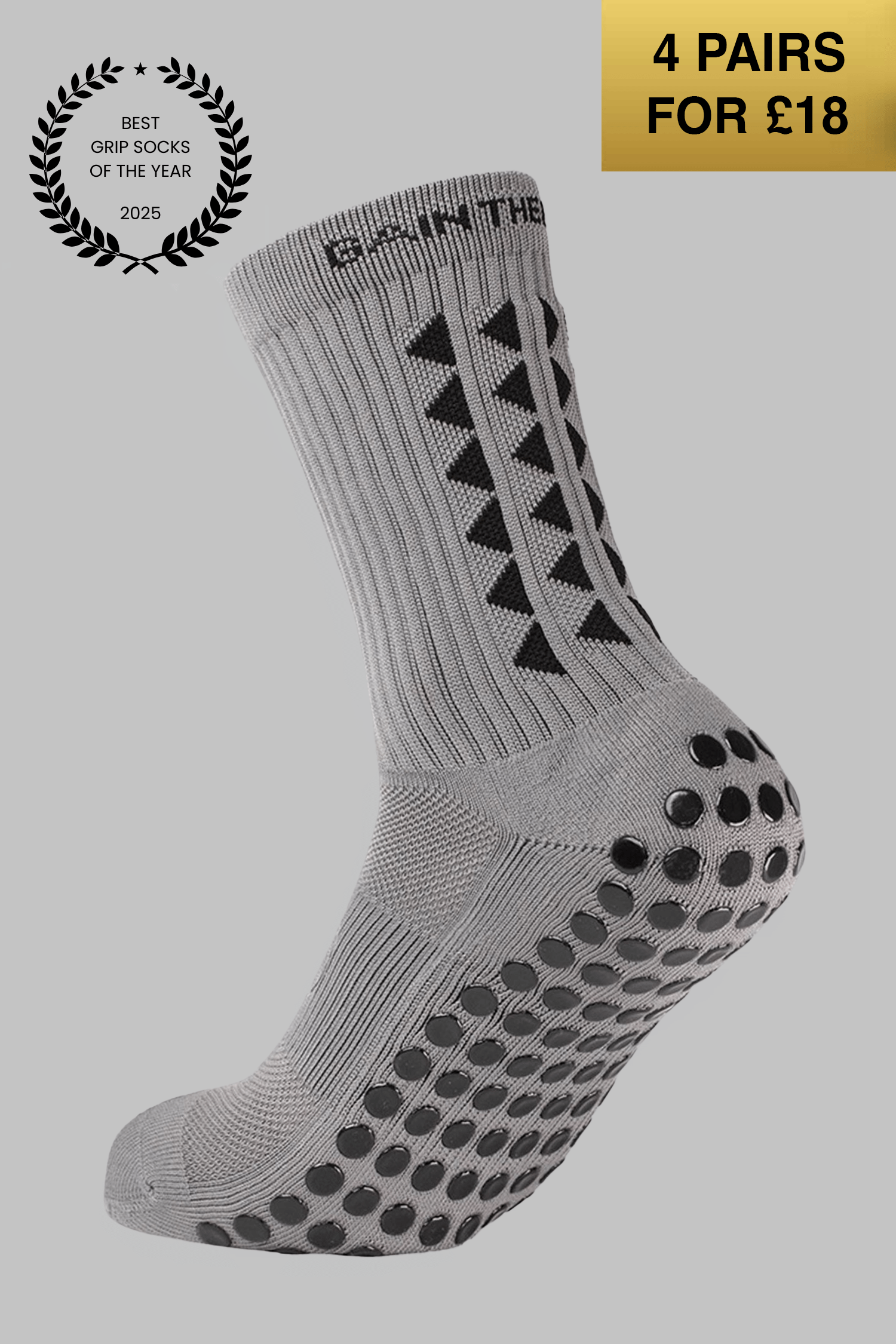 VIP GRIP SOCKS 3.0  MidCalf Length - Grey - Gain The Edge Official
