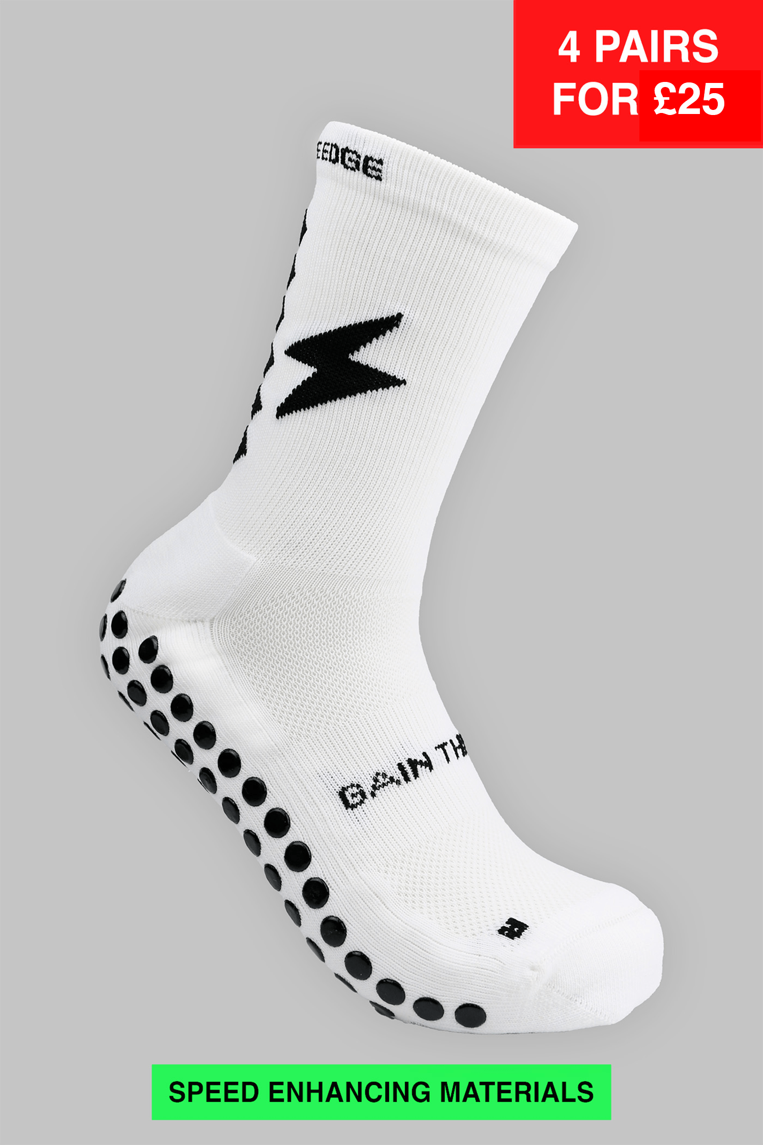 SPEED GRIP SOCKS MIDCALF LENGTH - WHITE - Gain The Edge Official