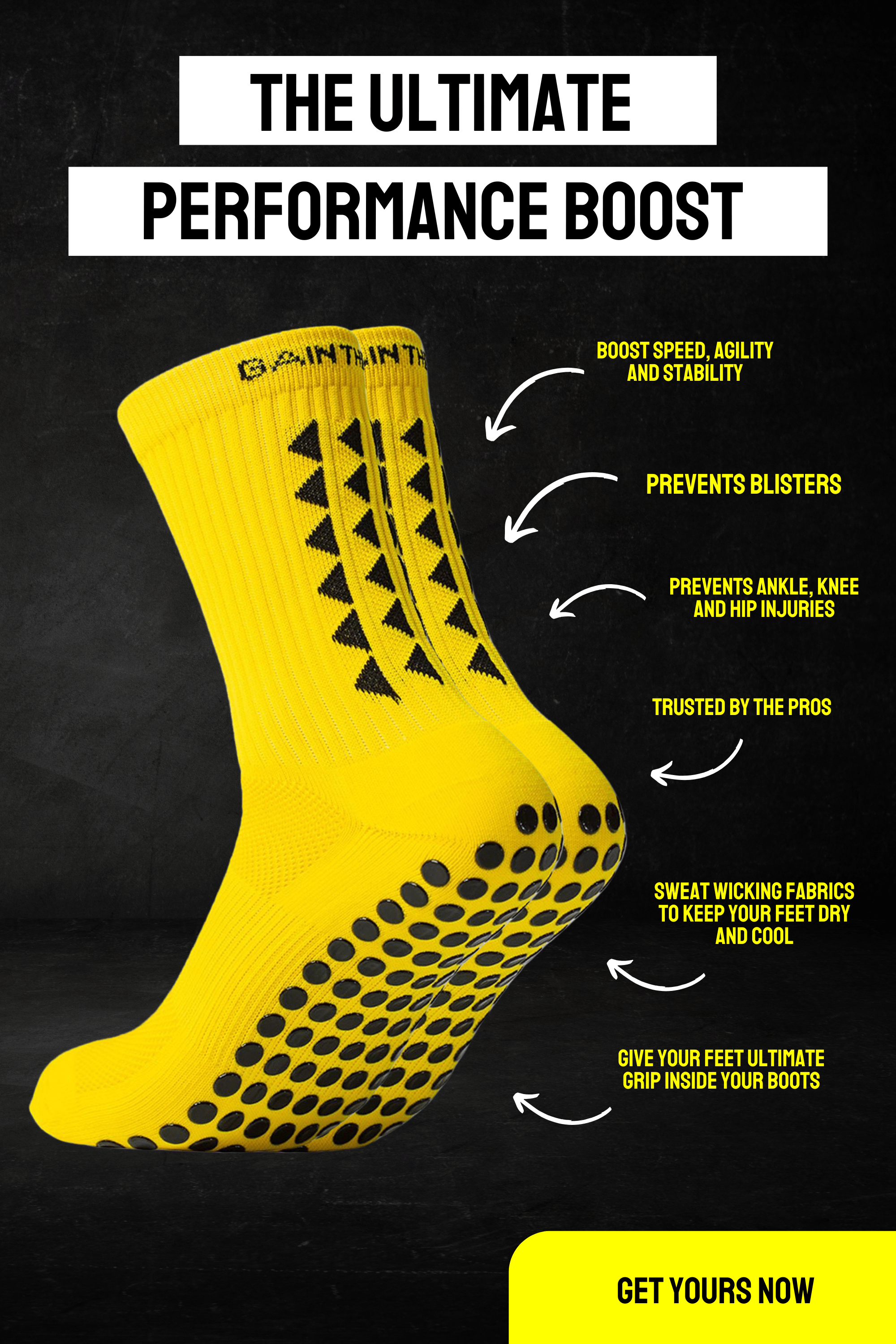 GRIP SOCKS 2.0  MidCalf Length - Yellow - Gain The Edge Official