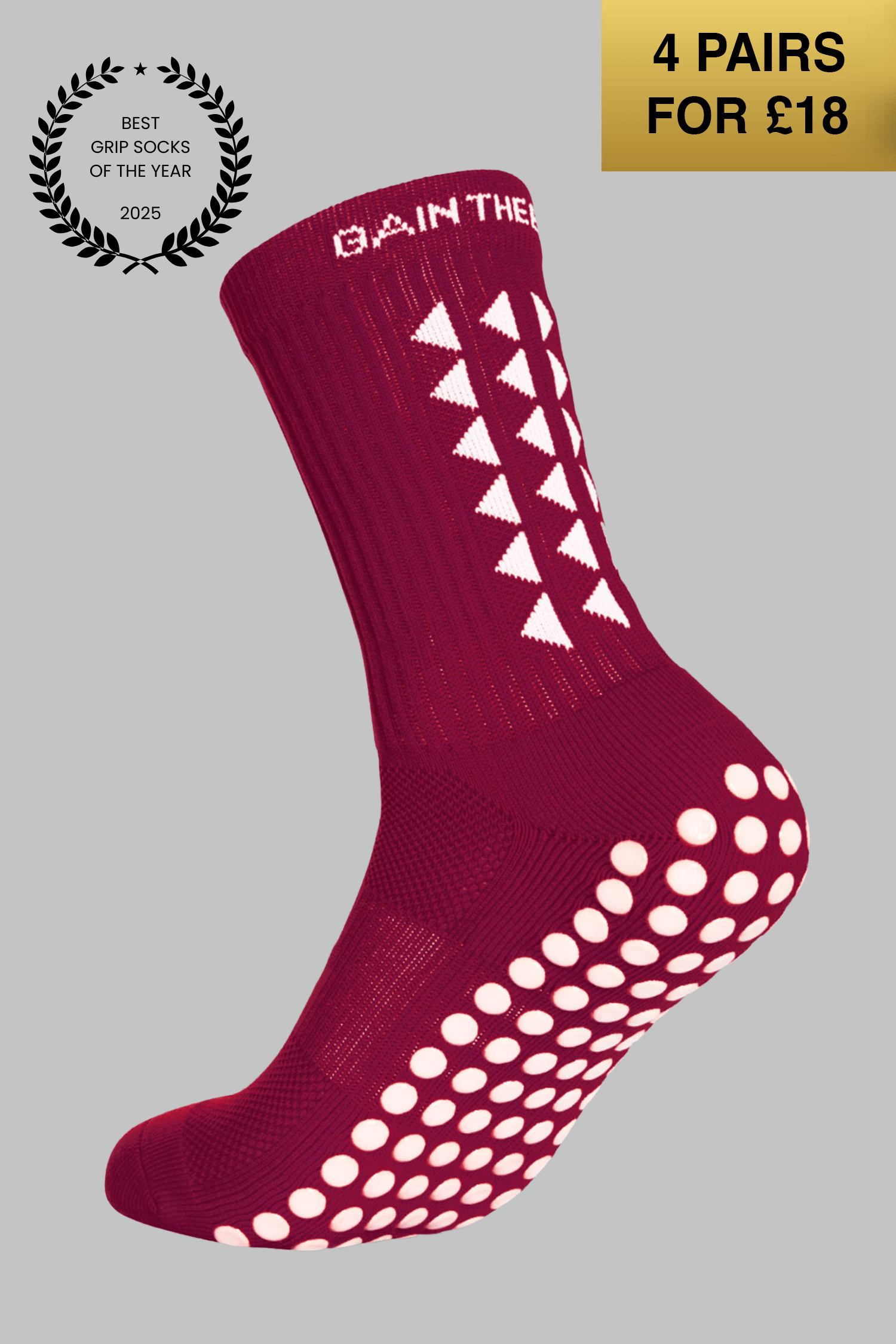 VIP GRIP SOCKS 3.0  MidCalf Length - Maroon - Gain The Edge Official