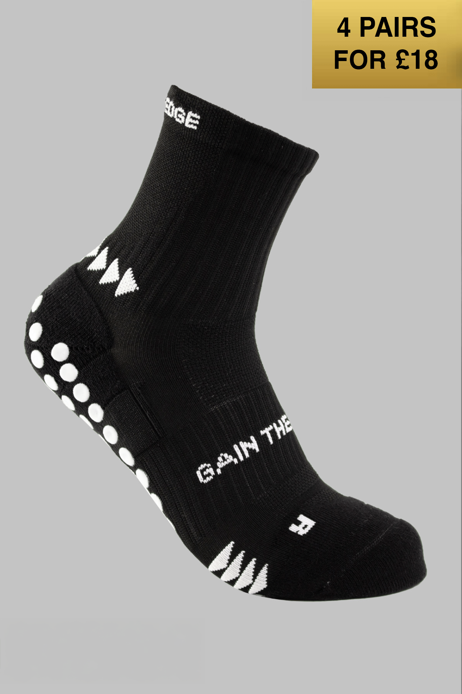 VIP Grip Running Socks Quarter Length - Black - Gain The Edge Official