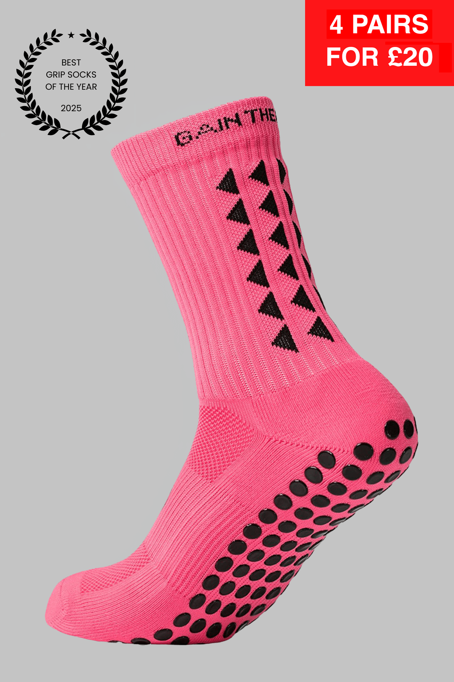 GRIP SOCKS 3.0  MidCalf Length - Pink - Gain The Edge Official