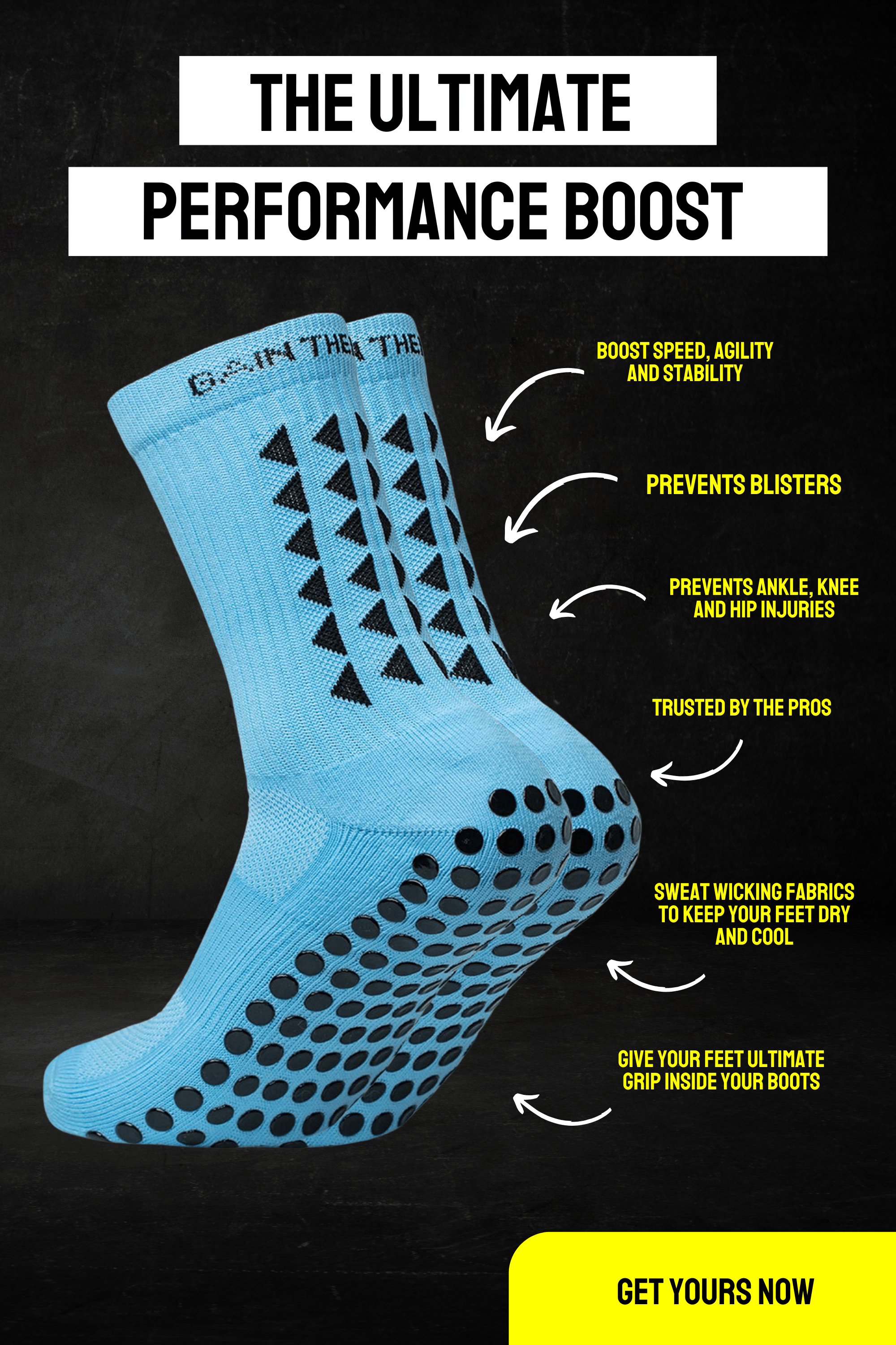 GRIP SOCKS 2.0  MidCalf Length - Light Blue - Gain The Edge Official