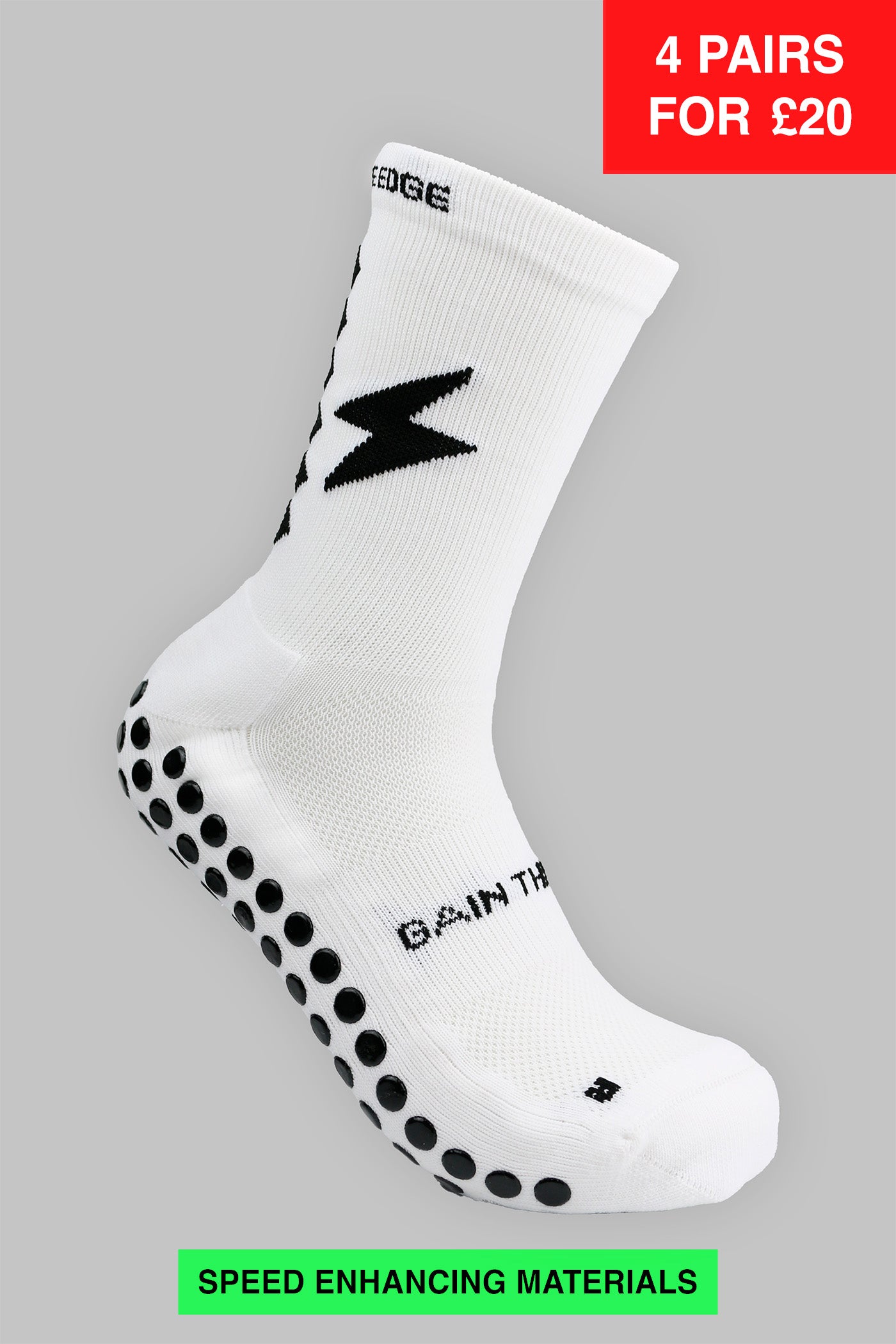 SPEED GRIP SOCKS MIDCALF LENGTH - WHITE - Gain The Edge Official