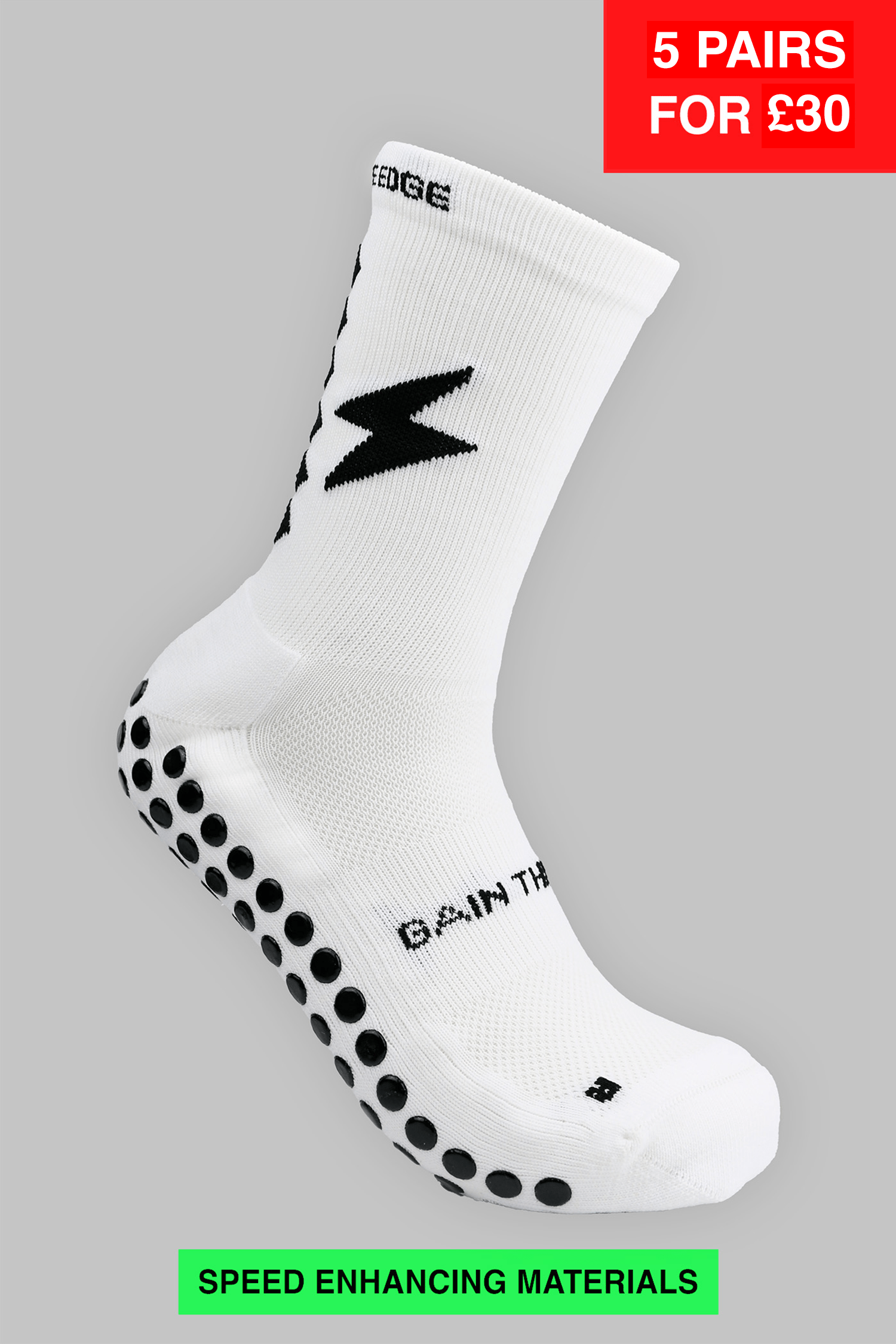 SPEED GRIP SOCKS MIDCALF LENGTH - WHITE - Gain The Edge Official