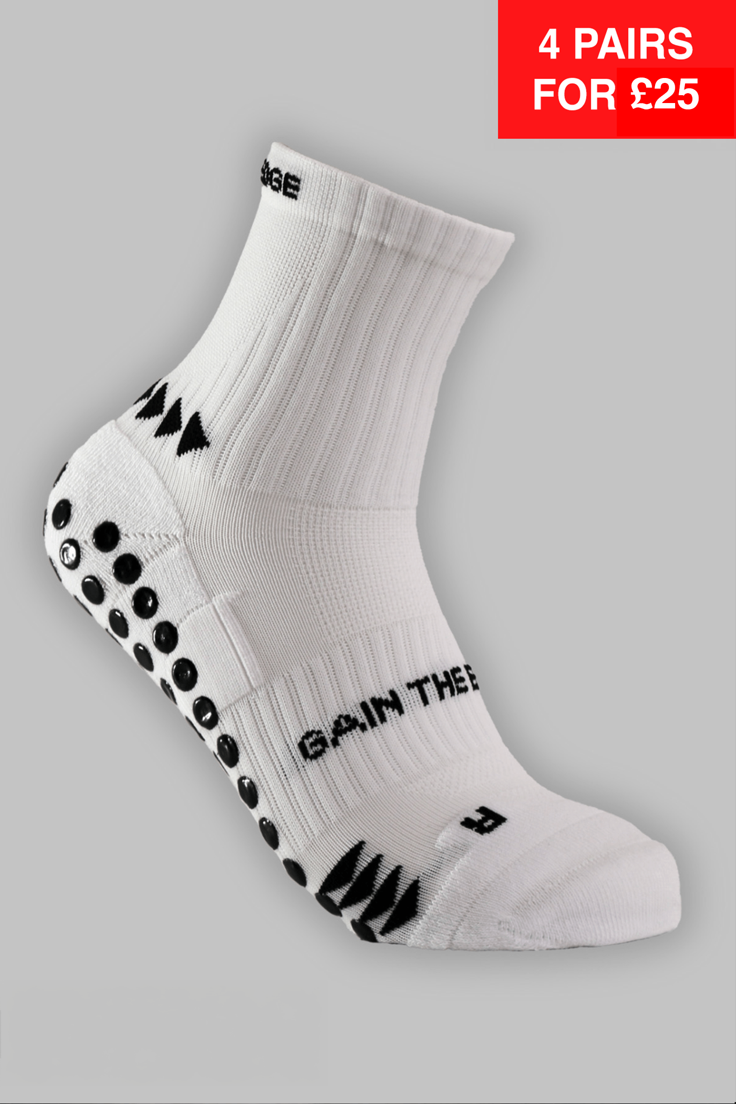 Grip Running Socks Quarter Length - White - Gain The Edge Official