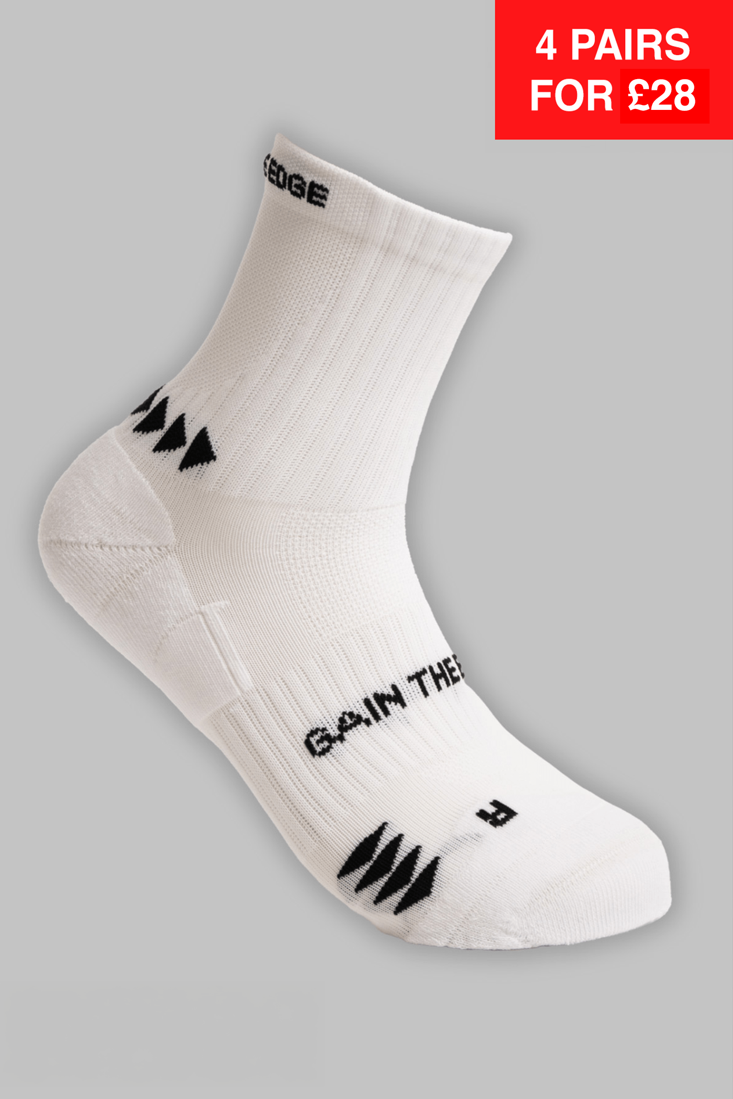 Running Socks Quarter Length - White - Gain The Edge Official