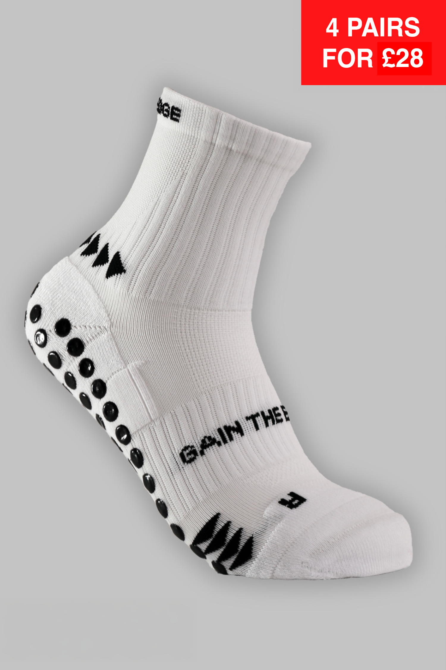 Grip Running Socks Quarter Length - White - Gain The Edge Official
