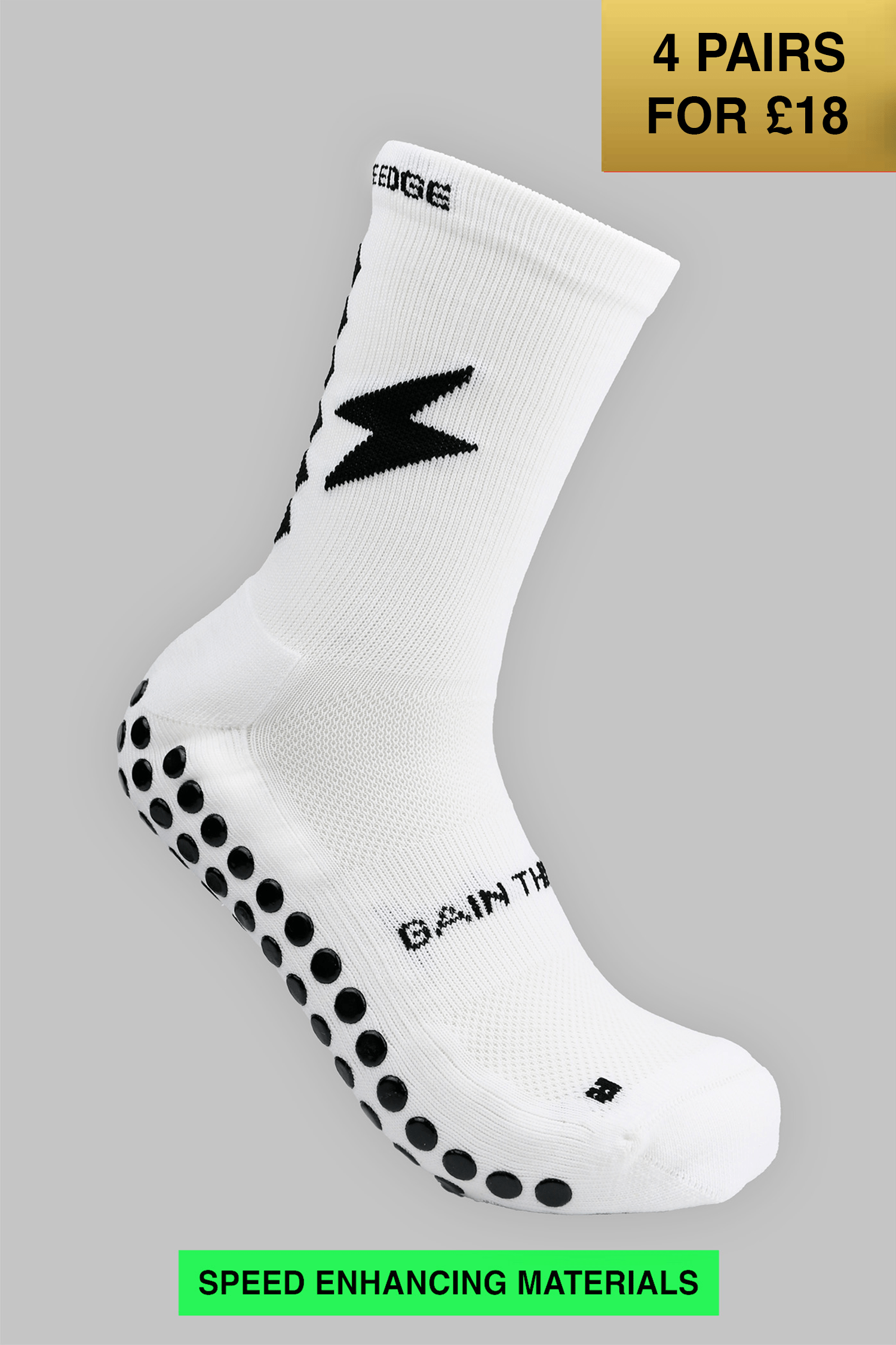 VIP SPEED GRIP SOCKS MIDCALF LENGTH - WHITE - Gain The Edge Official