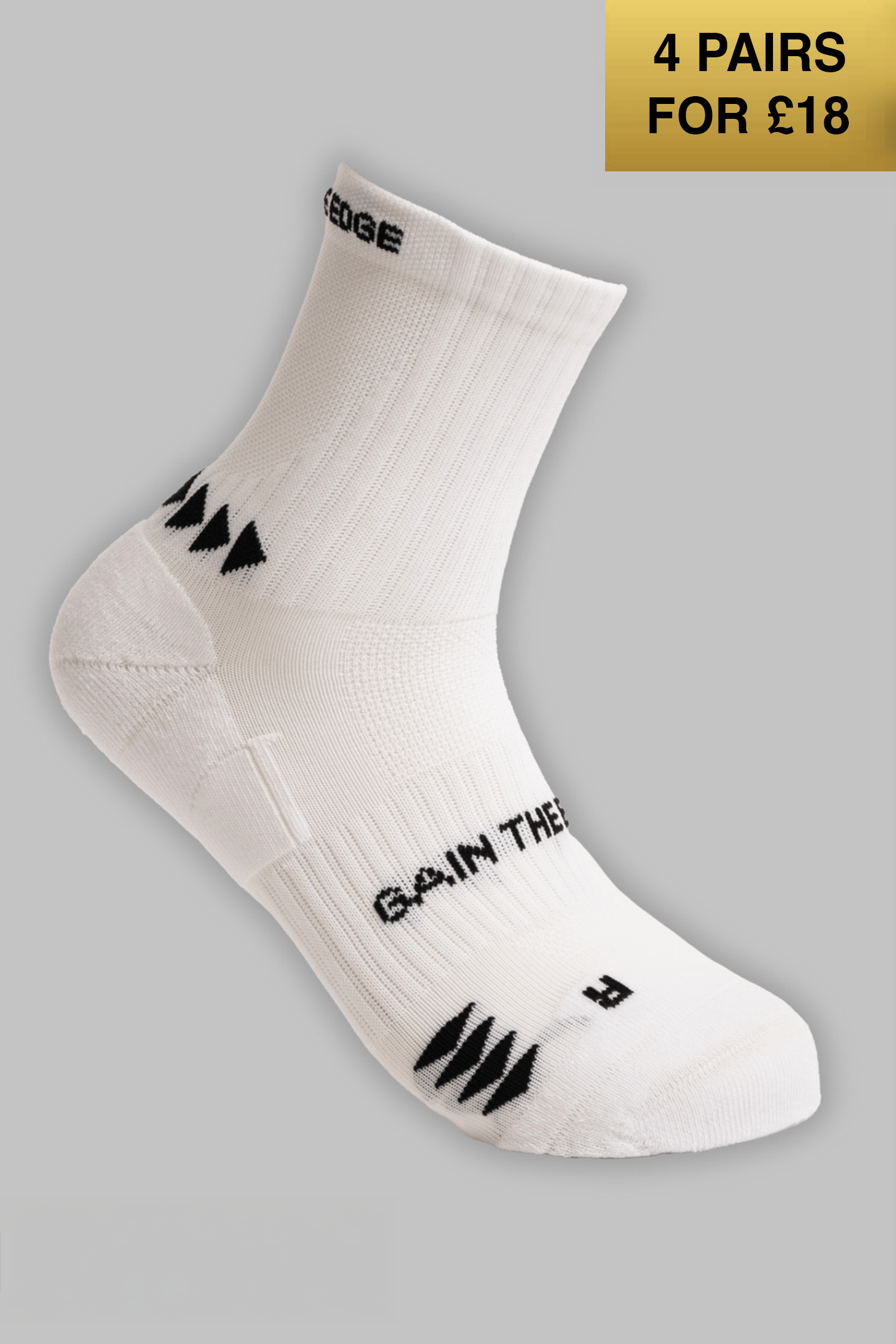 VIP Grip Running Socks Quarter Length - White - Gain The Edge Official