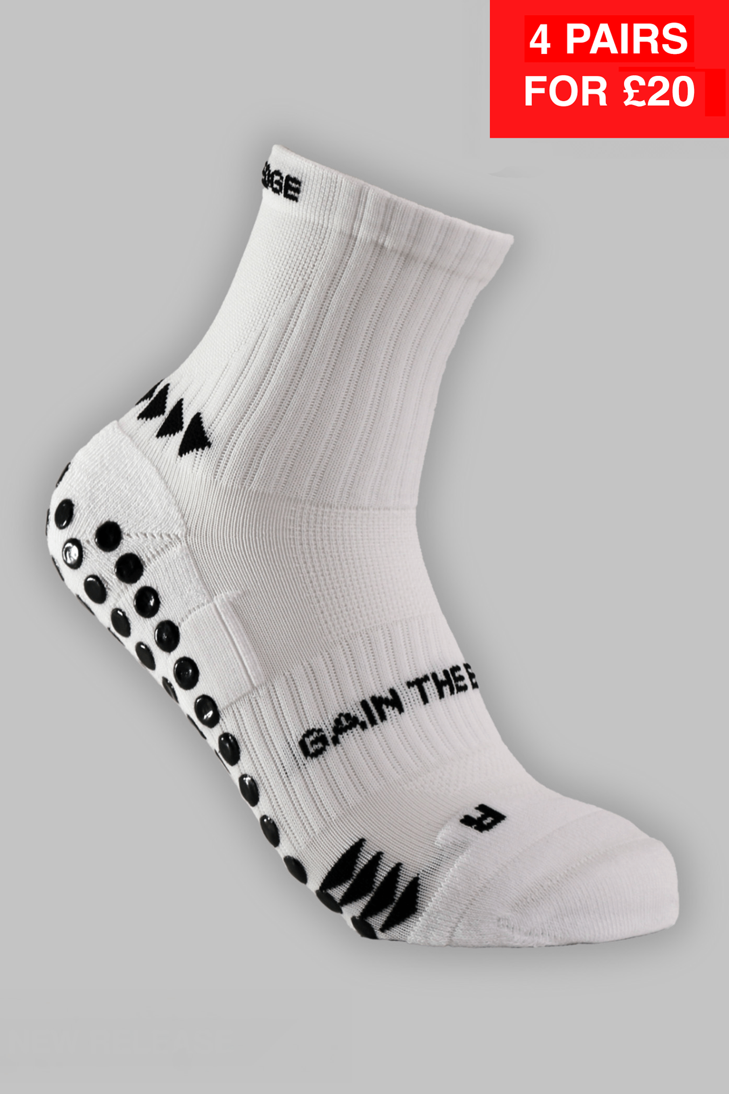 Grip Running Socks Quarter Length - White - Gain The Edge Official