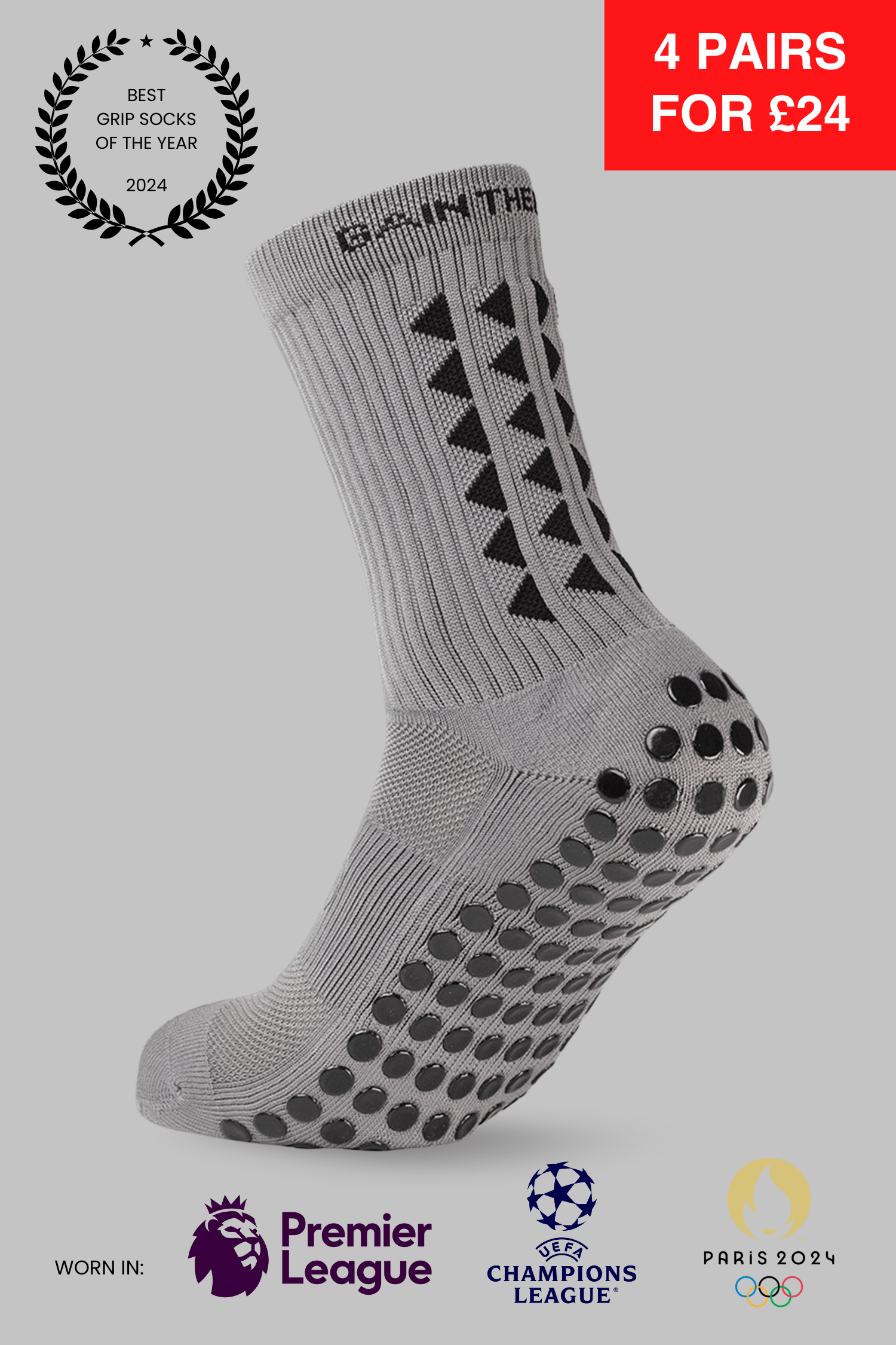 GRIP SOCKS 2.0  MidCalf Length - Grey - Gain The Edge Official