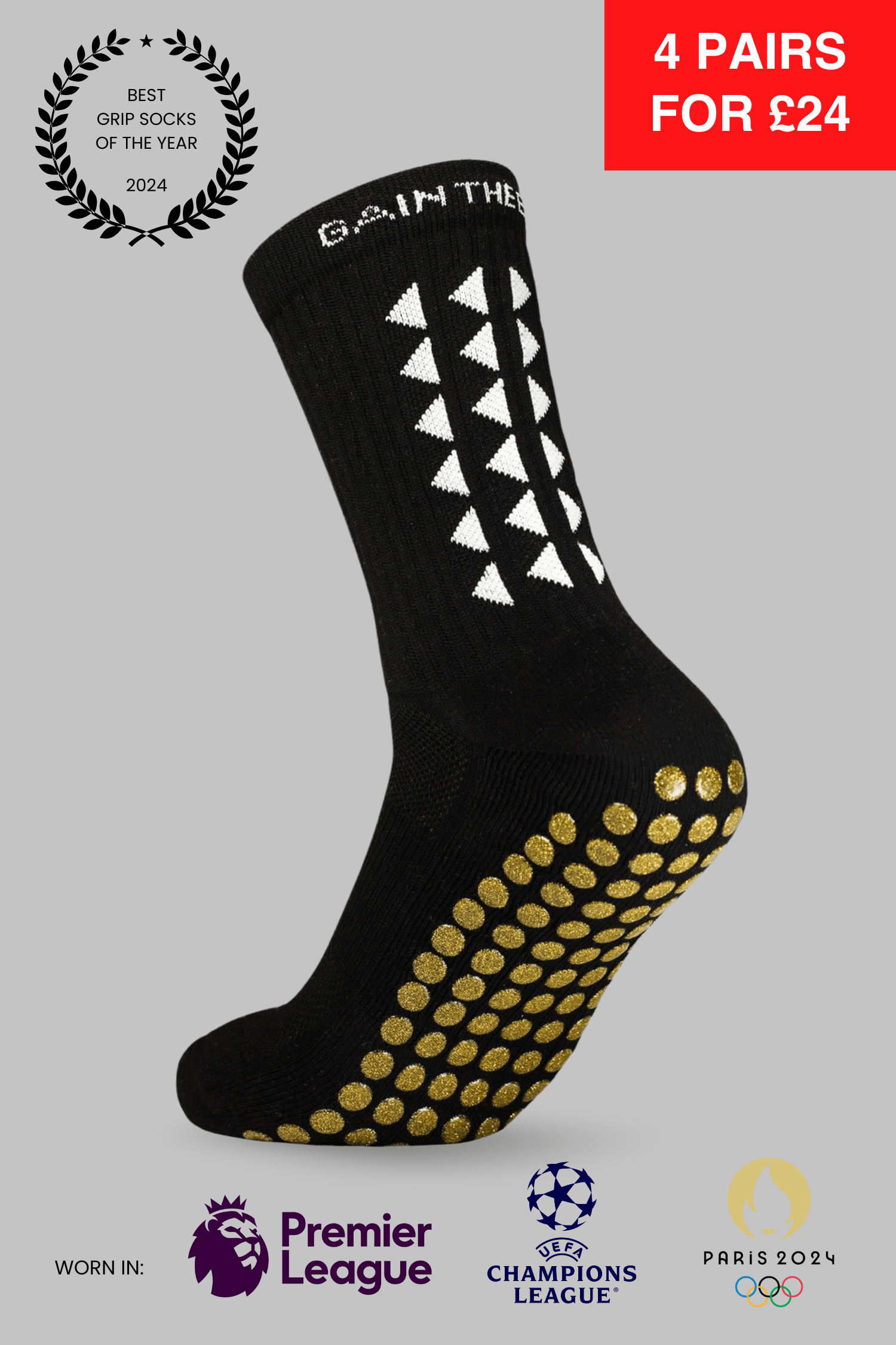 LIMITED EDITION GRIP SOCKS 2.0 - Black & Gold Grip - Gain The Edge Official