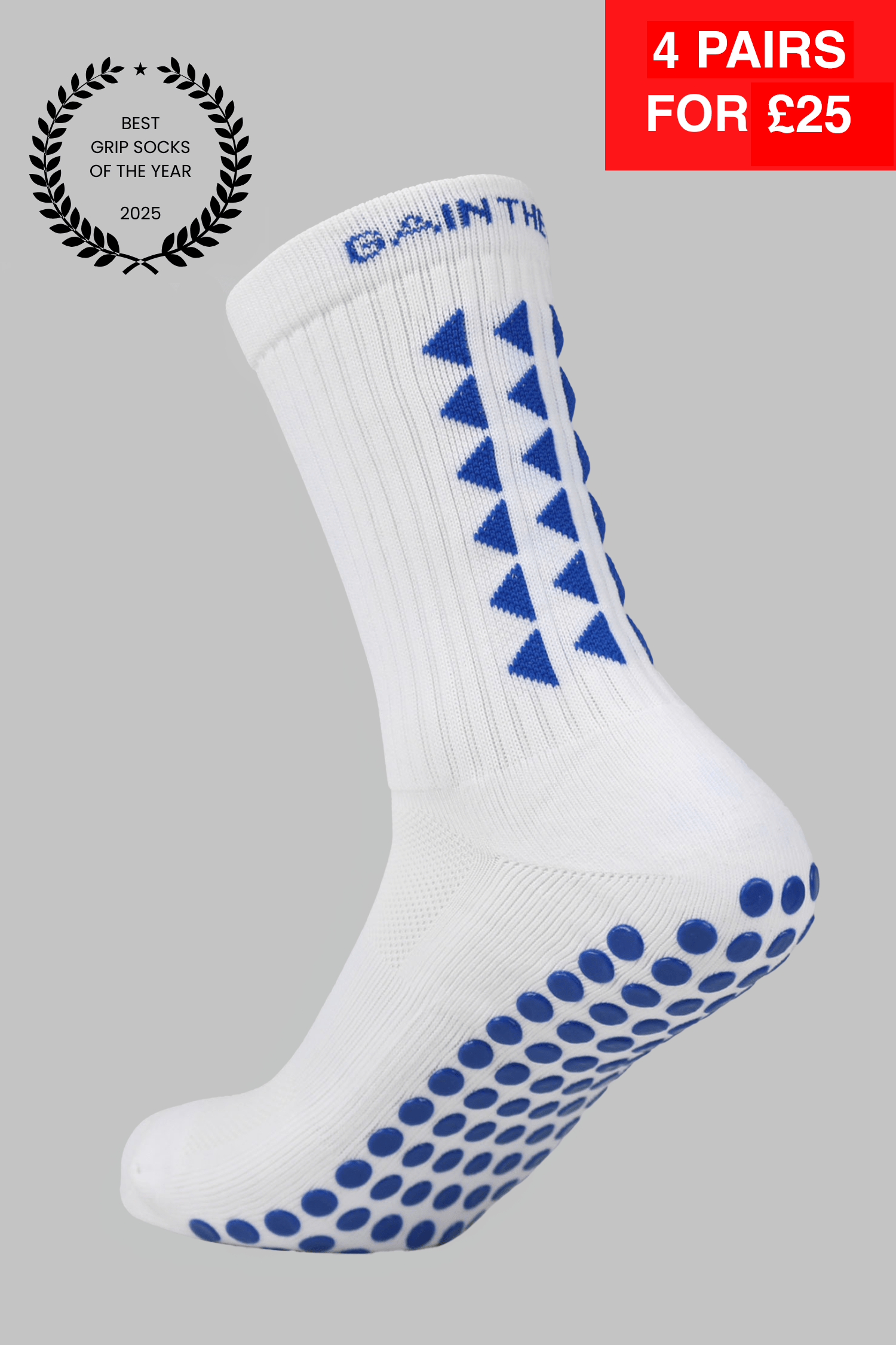 LIMITED EDITION GRIP SOCKS 3.0 - White & Blue - Gain The Edge Official