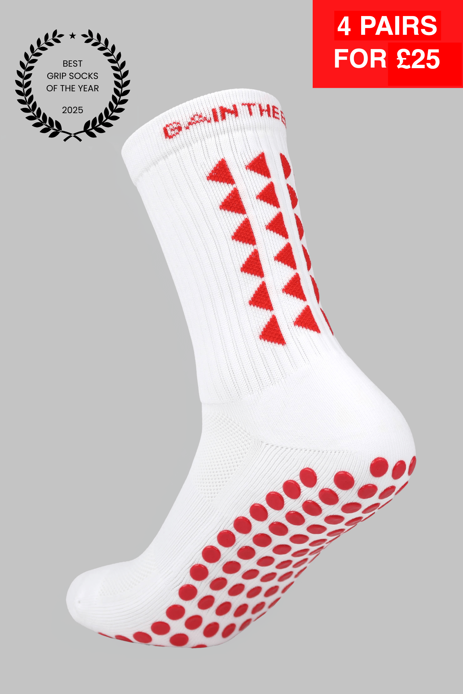 LIMITED EDITION GRIP SOCKS 3.0 - White & Red - Gain The Edge Official