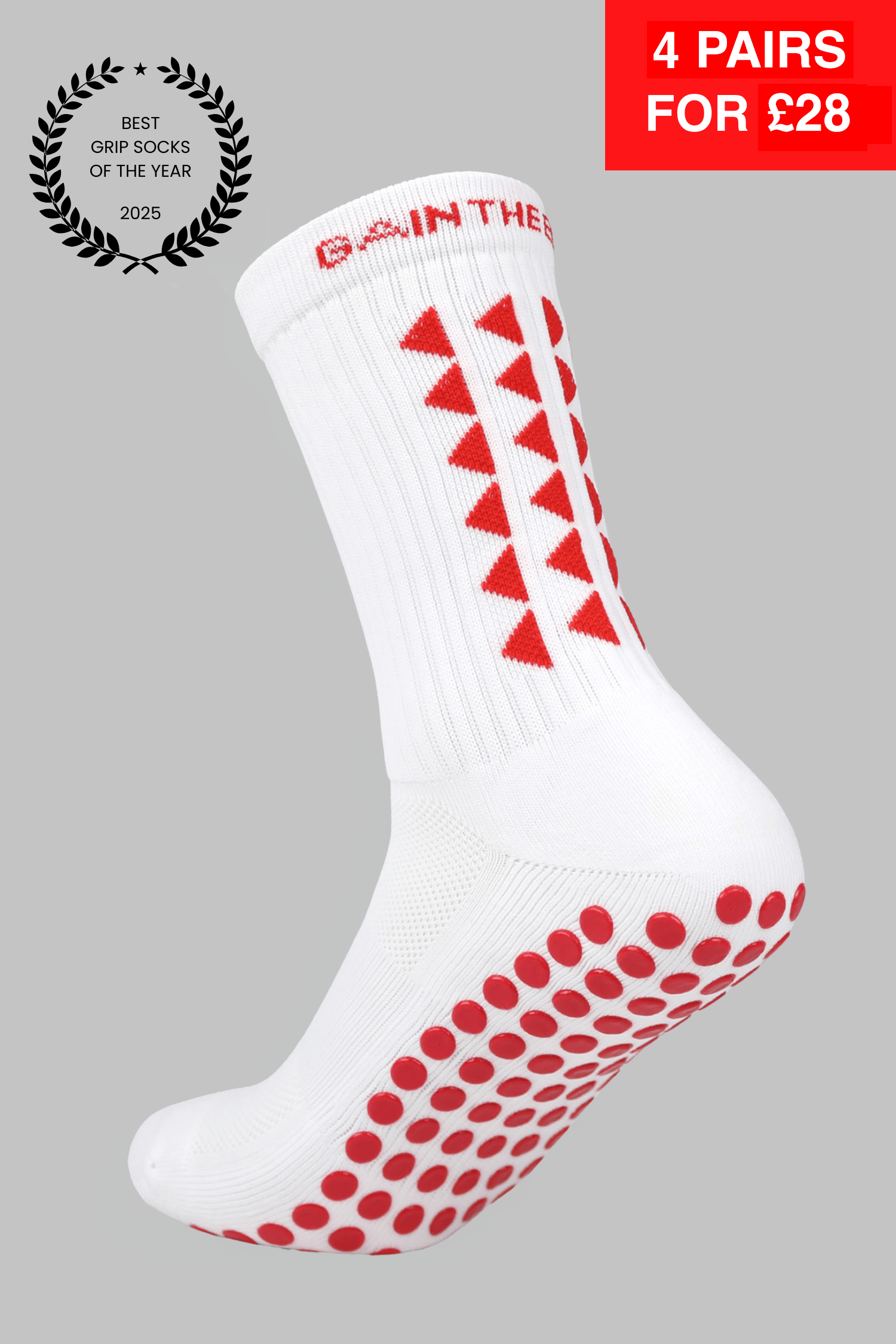 LIMITED EDITION GRIP SOCKS 3.0 - White & Red - Gain The Edge Official