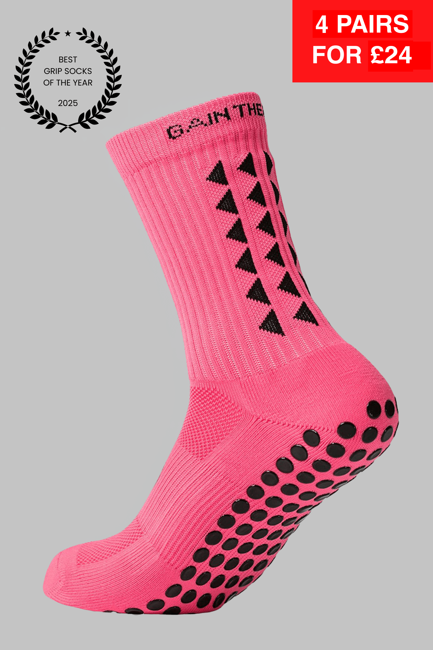 GRIP SOCKS 3.0  MidCalf Length - Pink - Gain The Edge Official