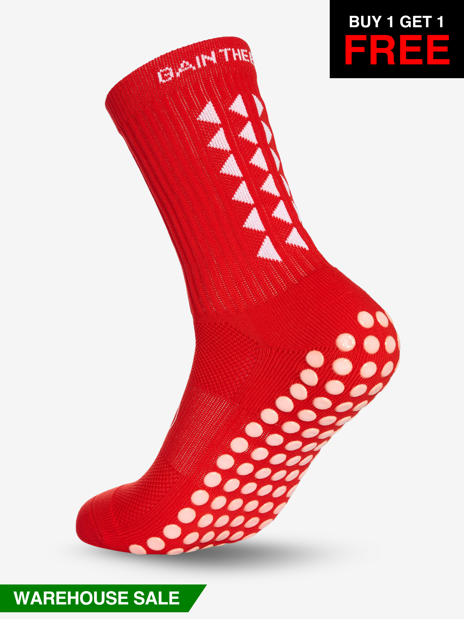 GRIP SOCKS 2.0  MidCalf Length - Red - WAREHOUSE SALE BUY 1 GET 1 FREE - Gain The Edge Official