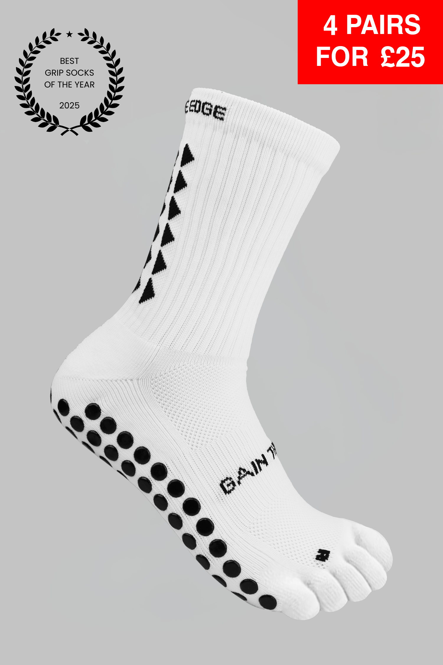 BAREFOOT GRIP SOCKS 3.0 MidCalf Length - White - Gain The Edge Official