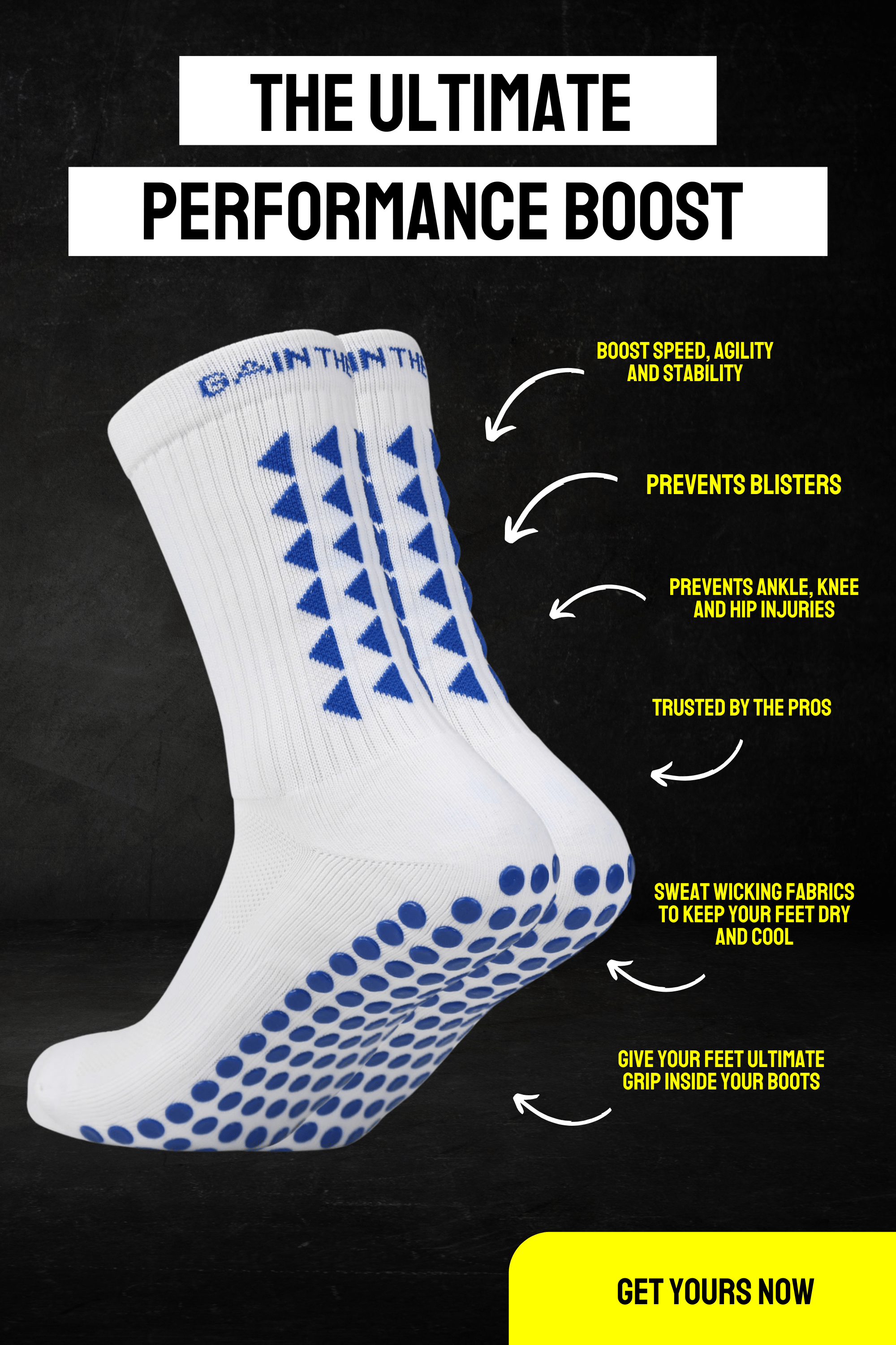 LIMITED EDITION GRIP SOCKS 2.0 - White & Blue - Gain The Edge Official