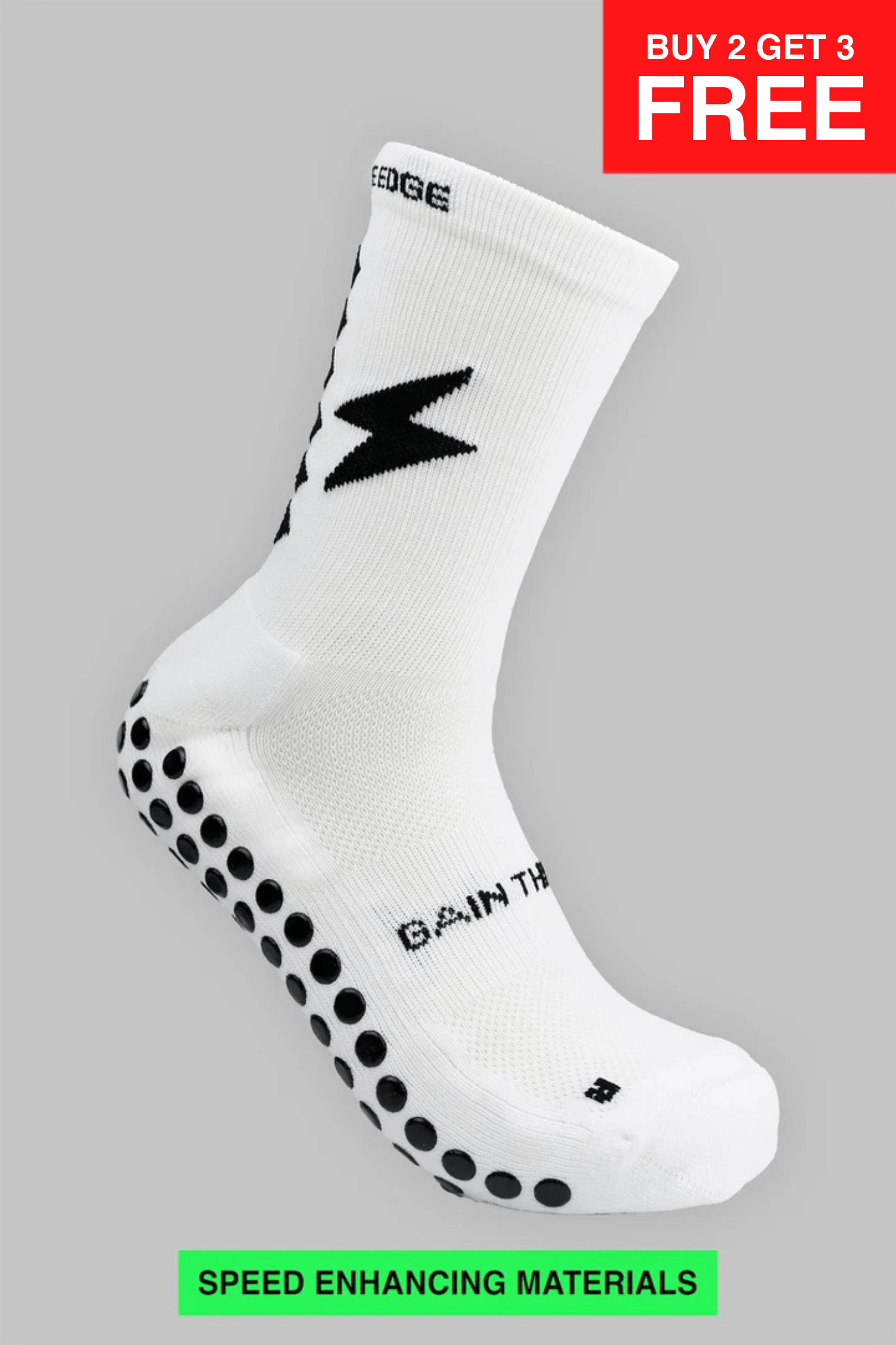 SPEED GRIP SOCKS MIDCALF LENGTH - WHITE - Gain The Edge Official