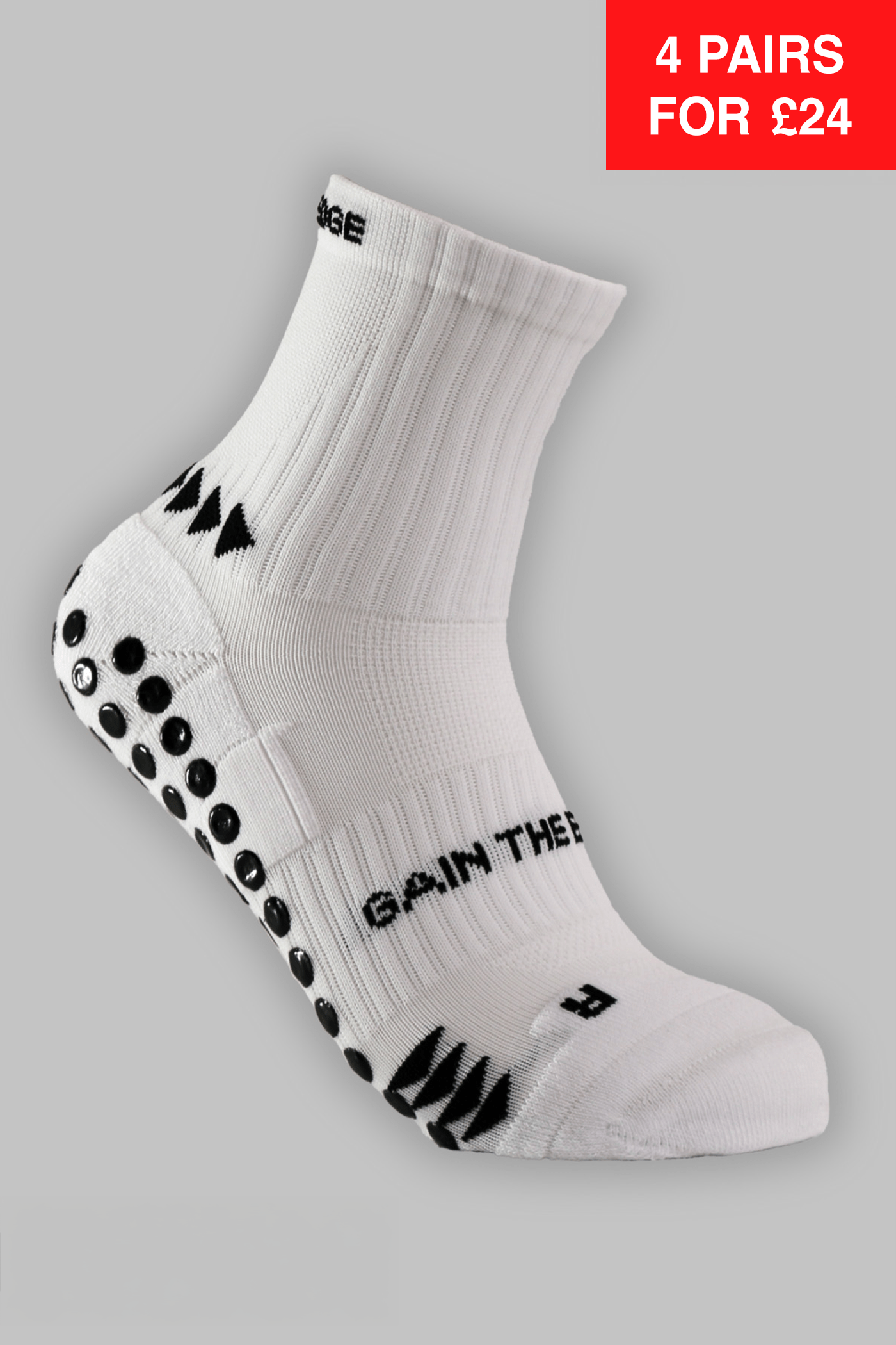 Grip Running Socks Quarter Length - White - Gain The Edge Official