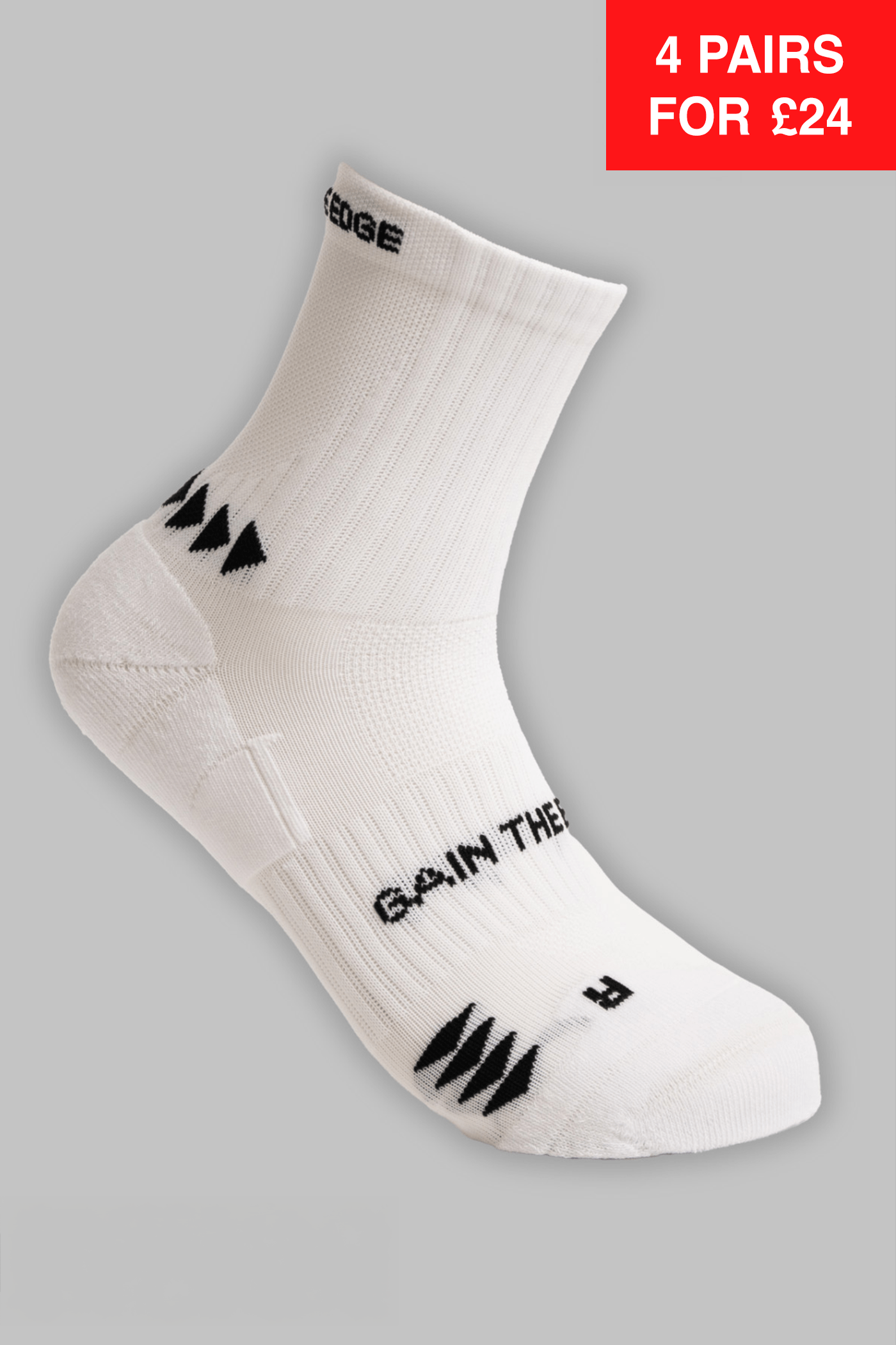 Running Socks Quarter Length - White - Gain The Edge Official