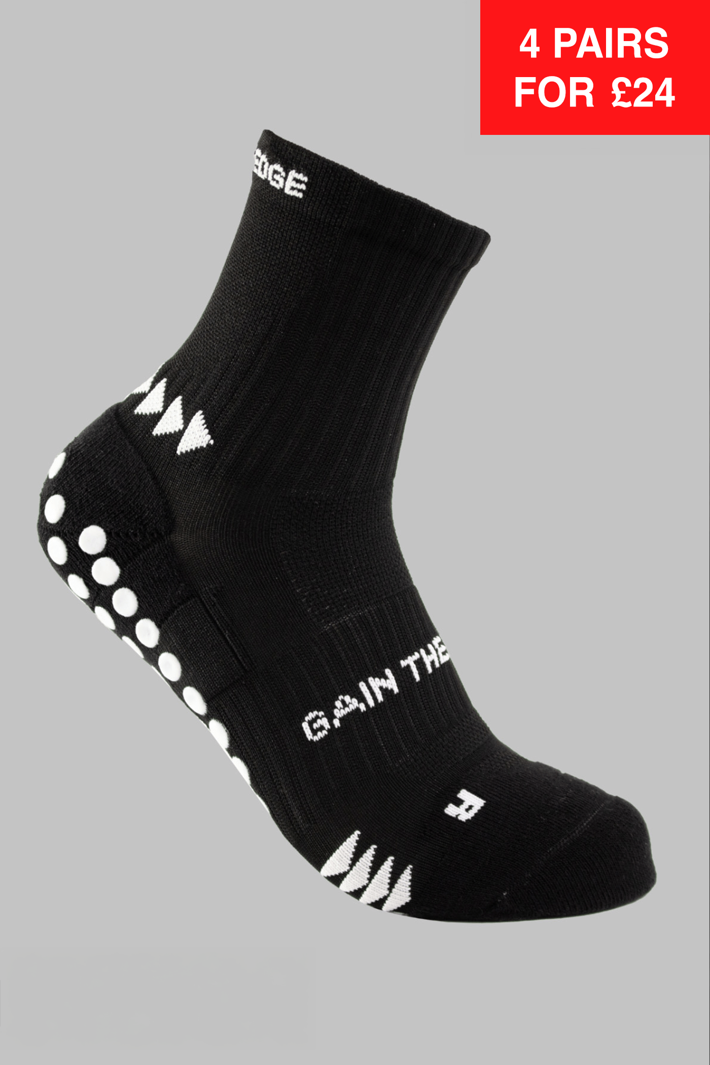 Grip Running Socks Quarter Length - Black - Gain The Edge Official