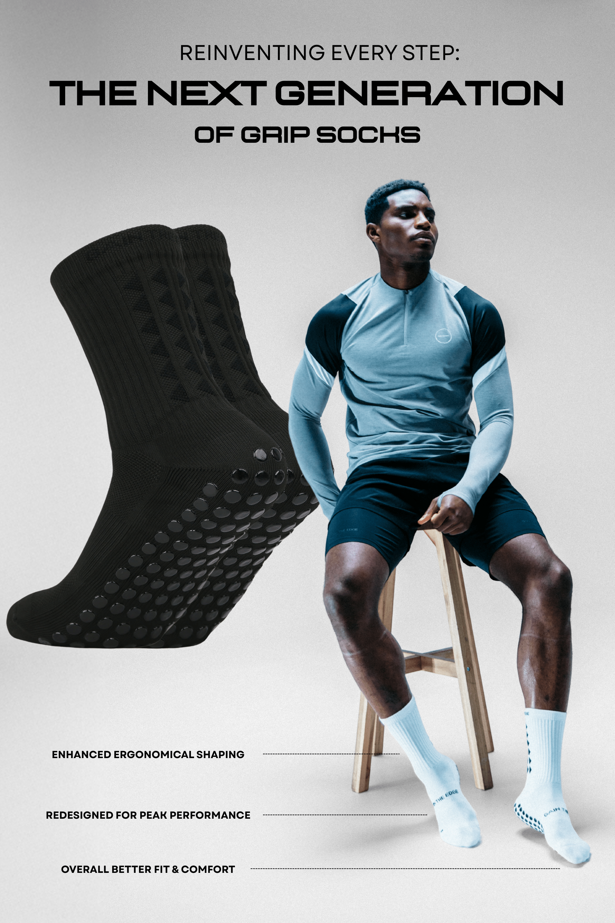 GRIP SOCKS 3.0 midcalf length - BLACKOUT EDITION - Gain The Edge Official