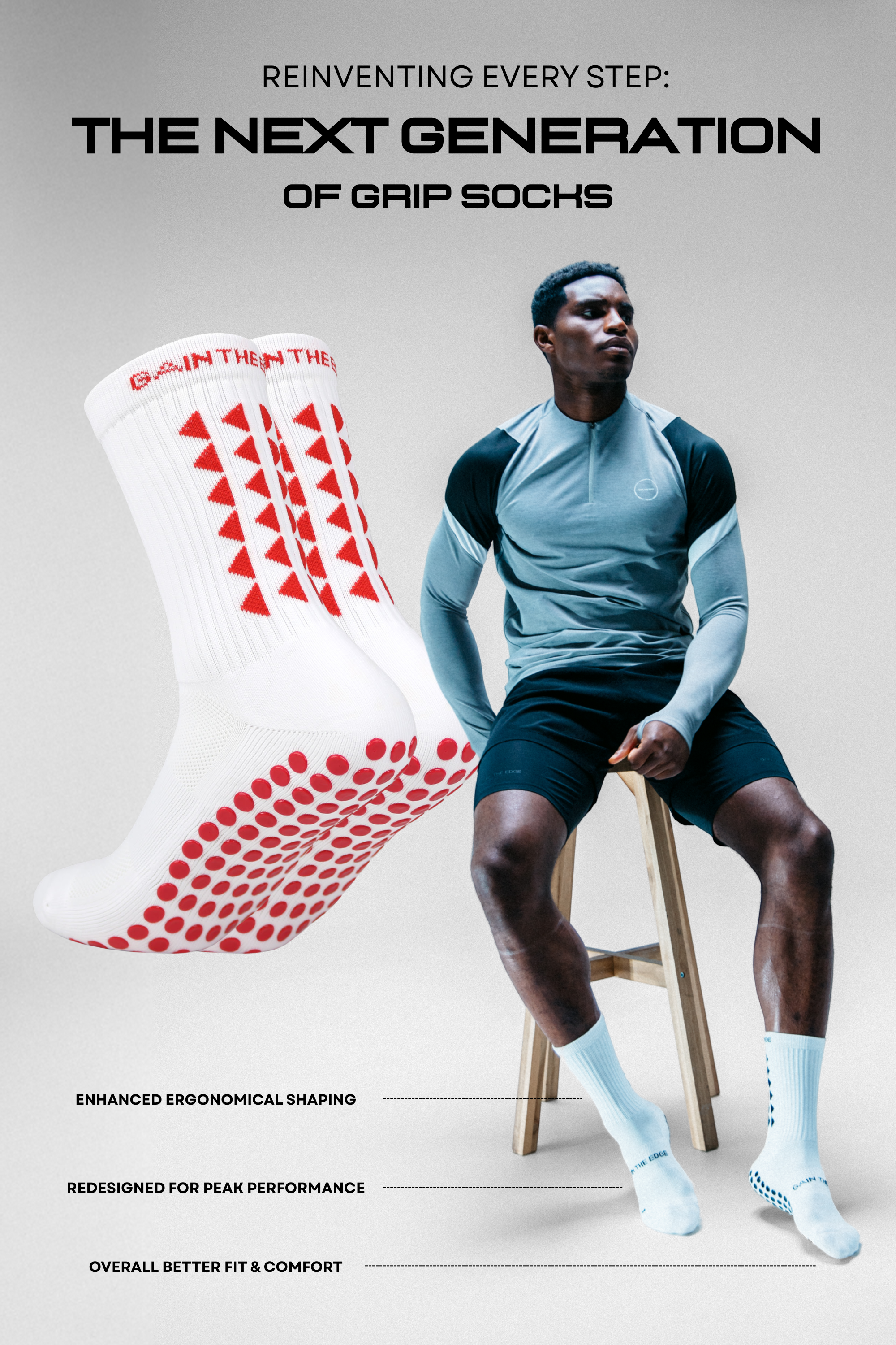 LIMITED EDITION GRIP SOCKS 3.0 - White & Red - Gain The Edge Official