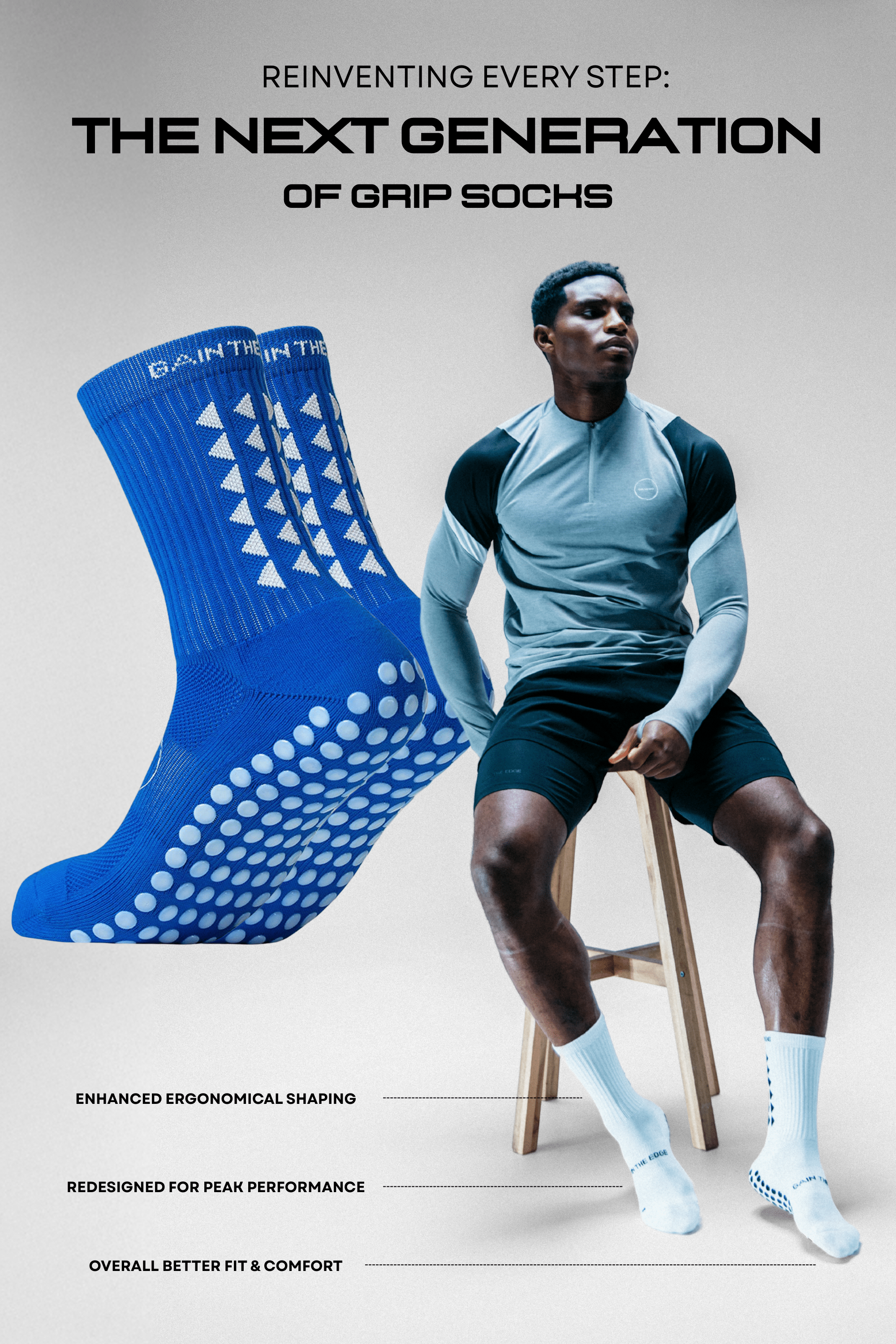 GRIP SOCKS 3.0  MidCalf Length - Blue - BF SALE