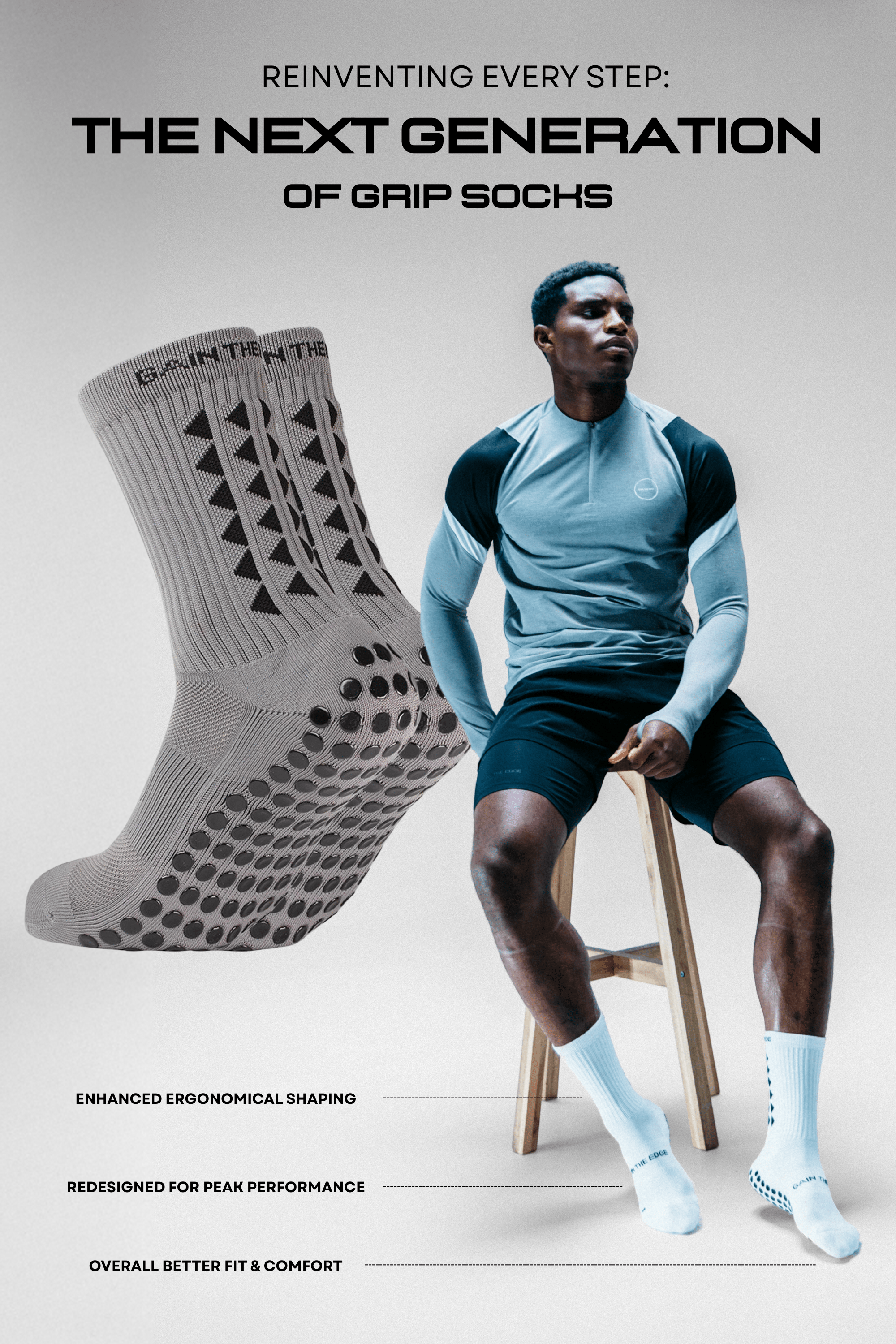 GRIP SOCKS 3.0  MidCalf Length - Grey - Gain The Edge Official