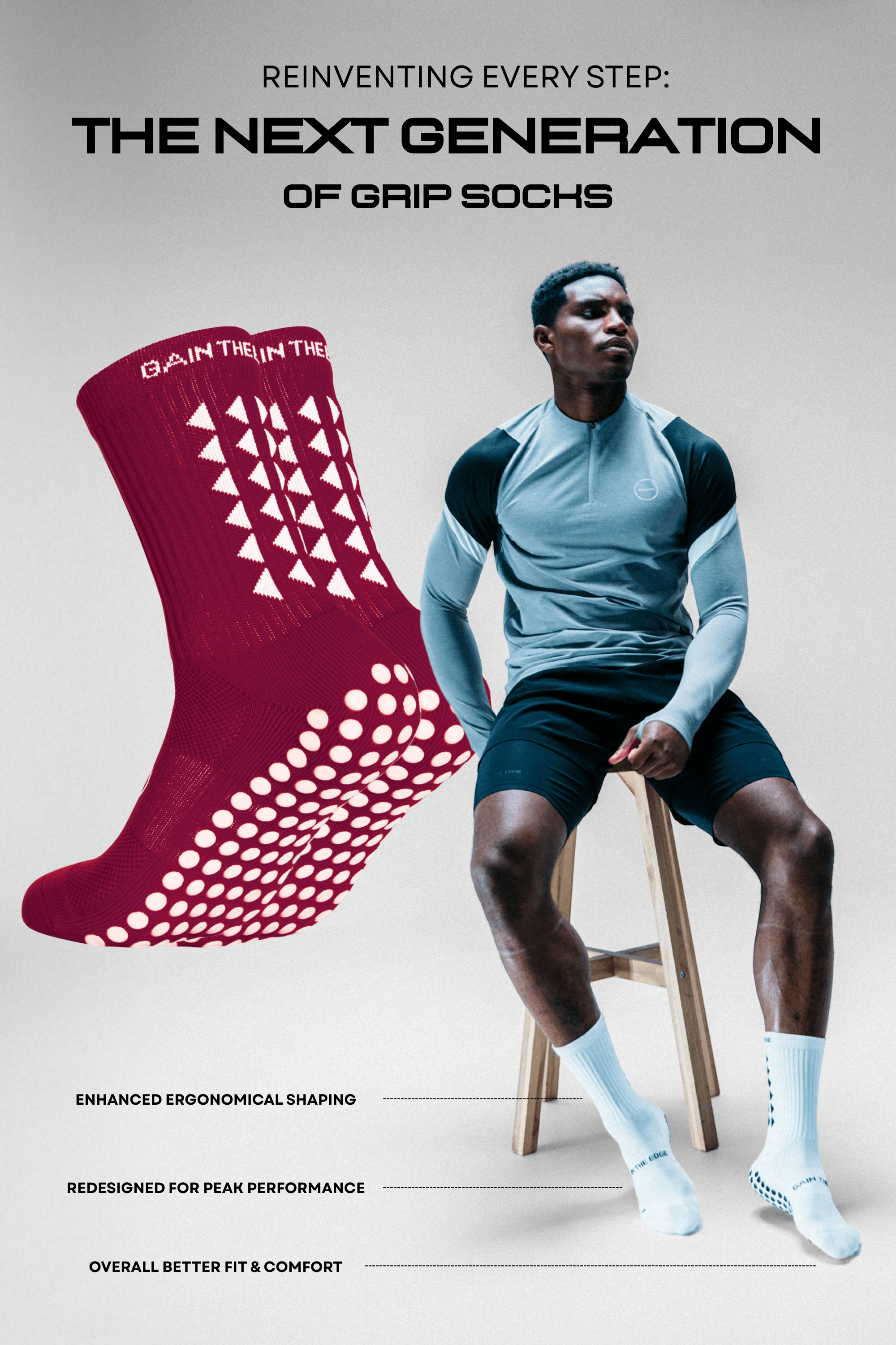 GRIP SOCKS 3.0  MidCalf Length - Maroon - BF SALE