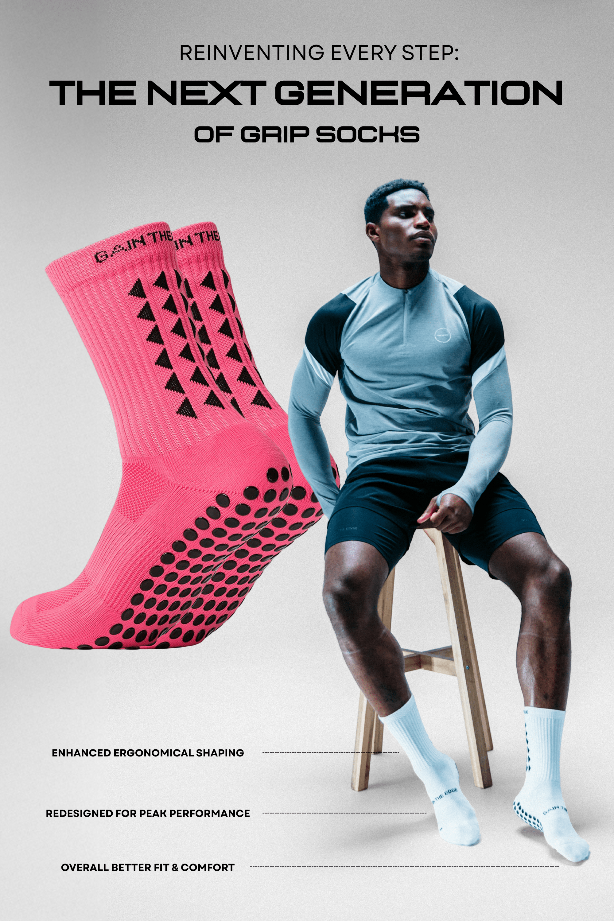 GRIP SOCKS 3.0  MidCalf Length - Pink - Gain The Edge Official