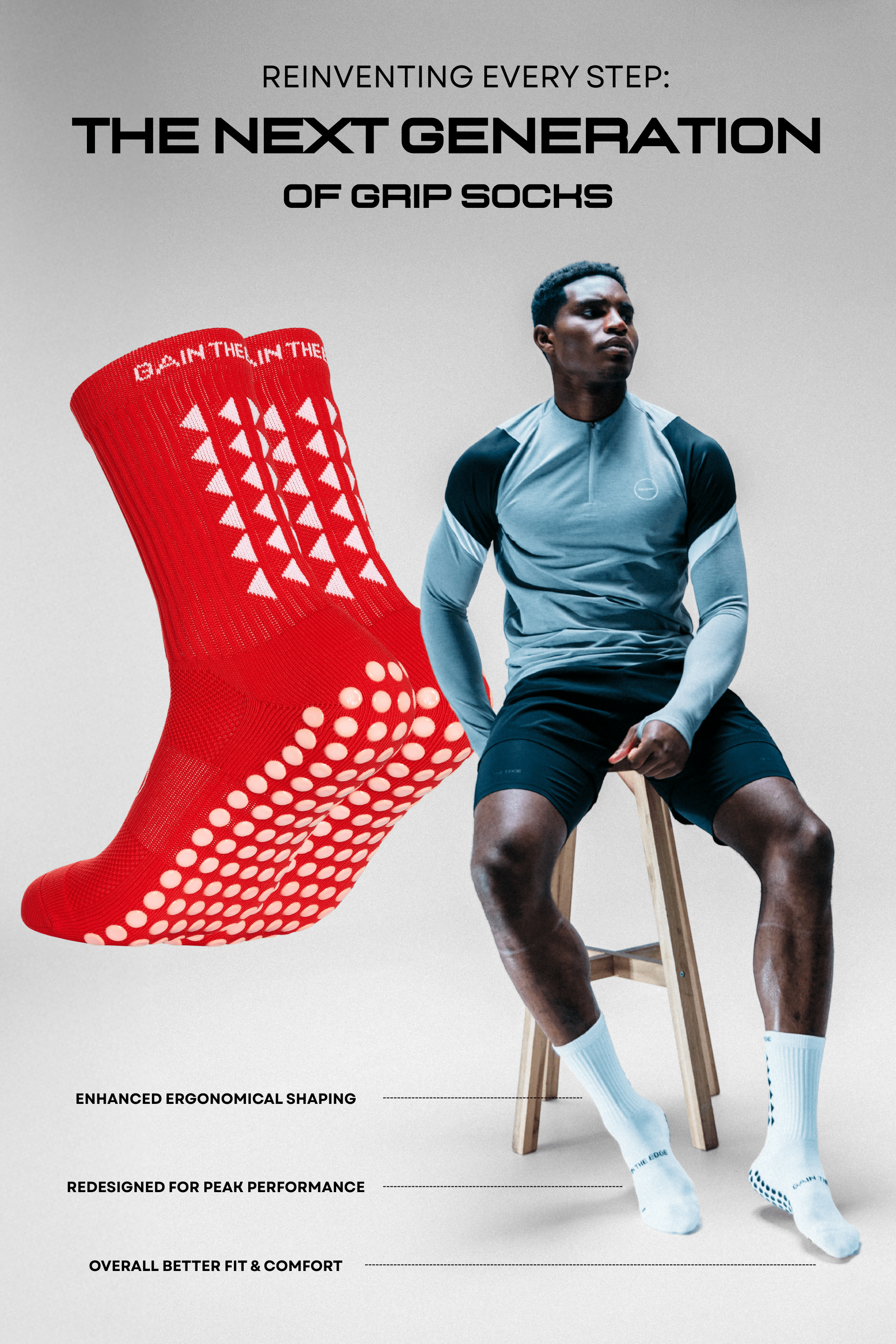 GRIP SOCKS 3.0  MidCalf Length - Red - Gain The Edge Official