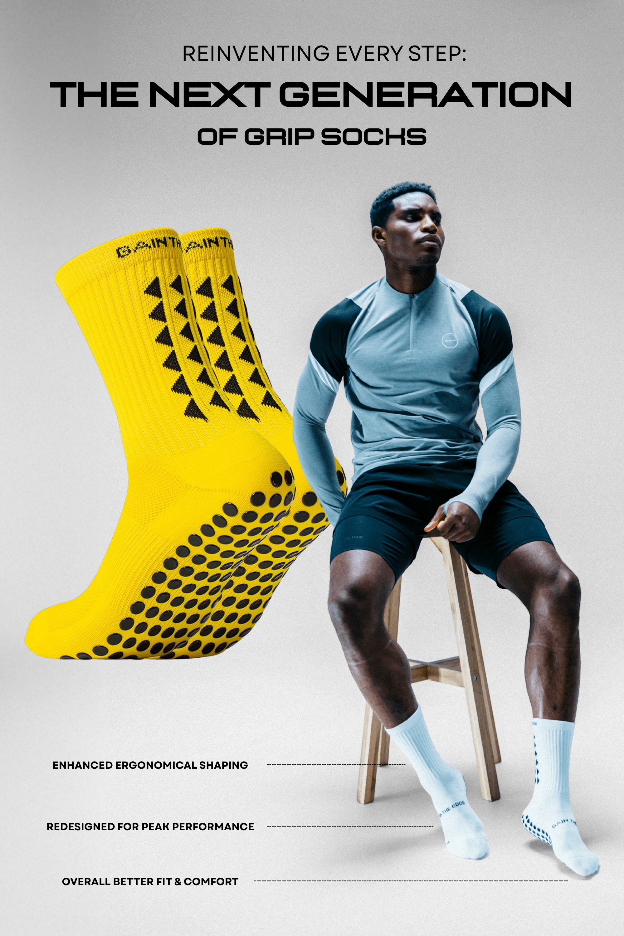 GRIP SOCKS 3.0  MidCalf Length - Yellow - Gain The Edge Official