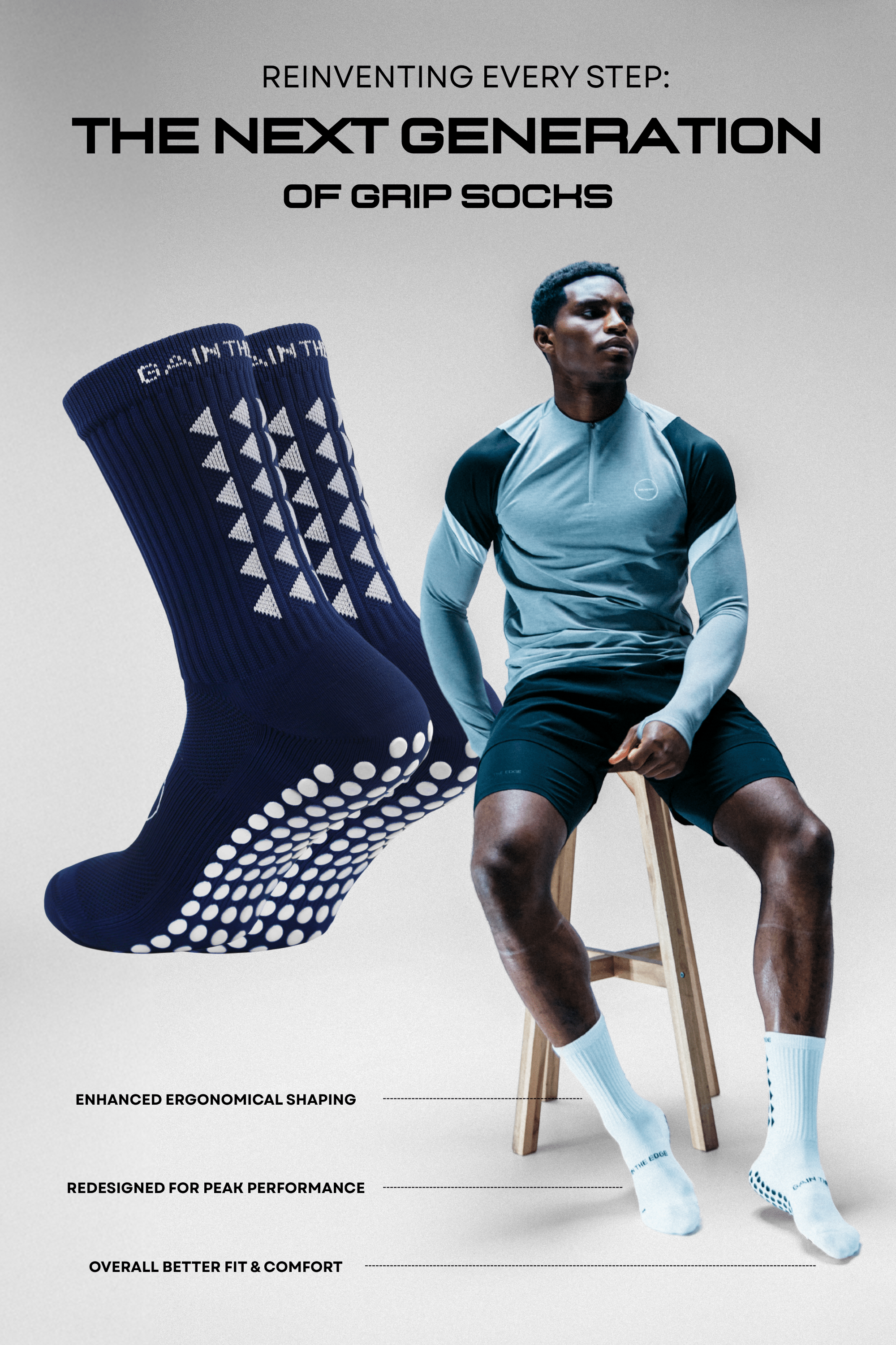 GRIP SOCKS 3.0  MidCalf Length - Navy Blue - BF SALE