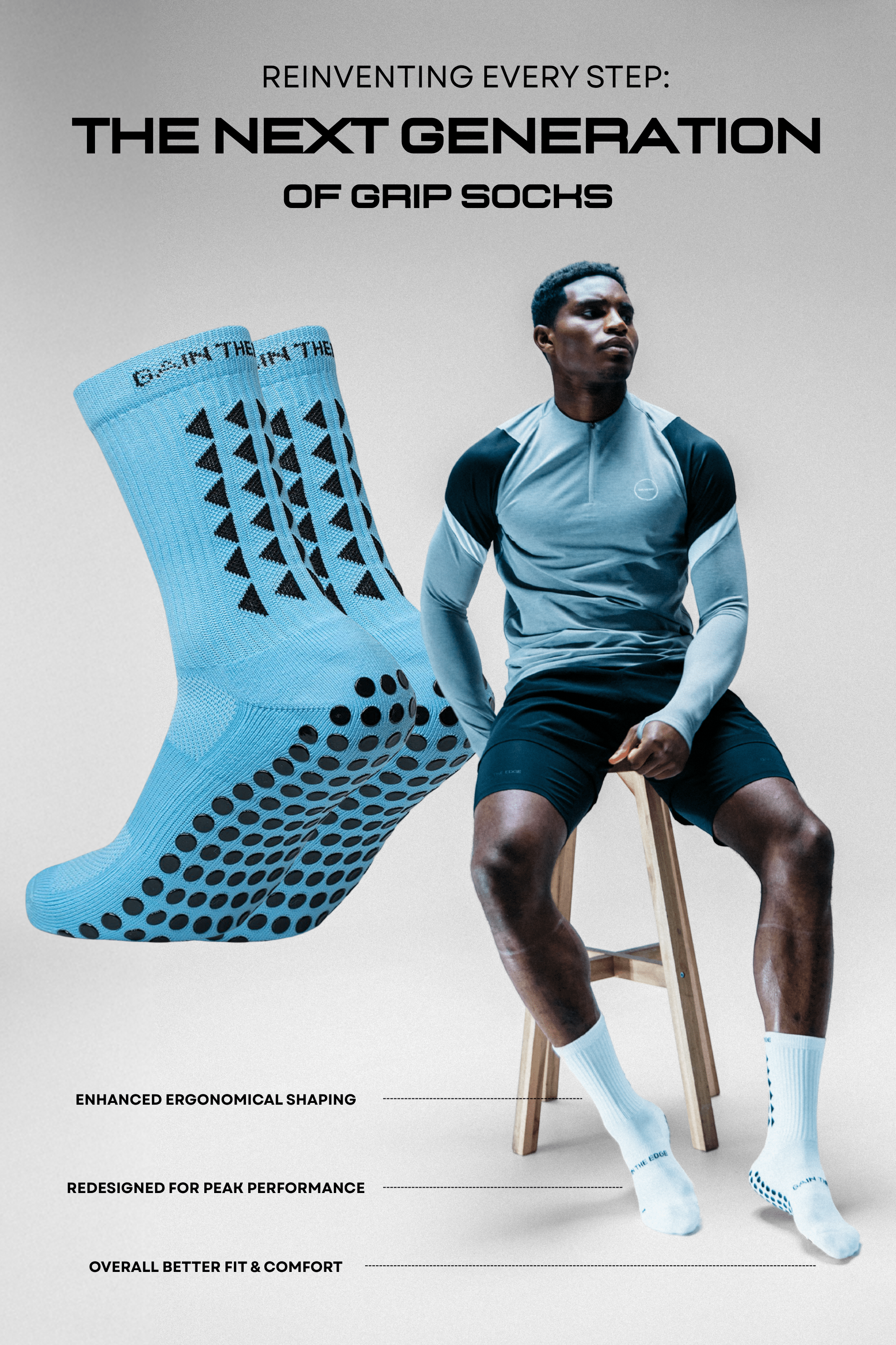 GRIP SOCKS 3.0  MidCalf Length - Light Blue - Gain The Edge Official