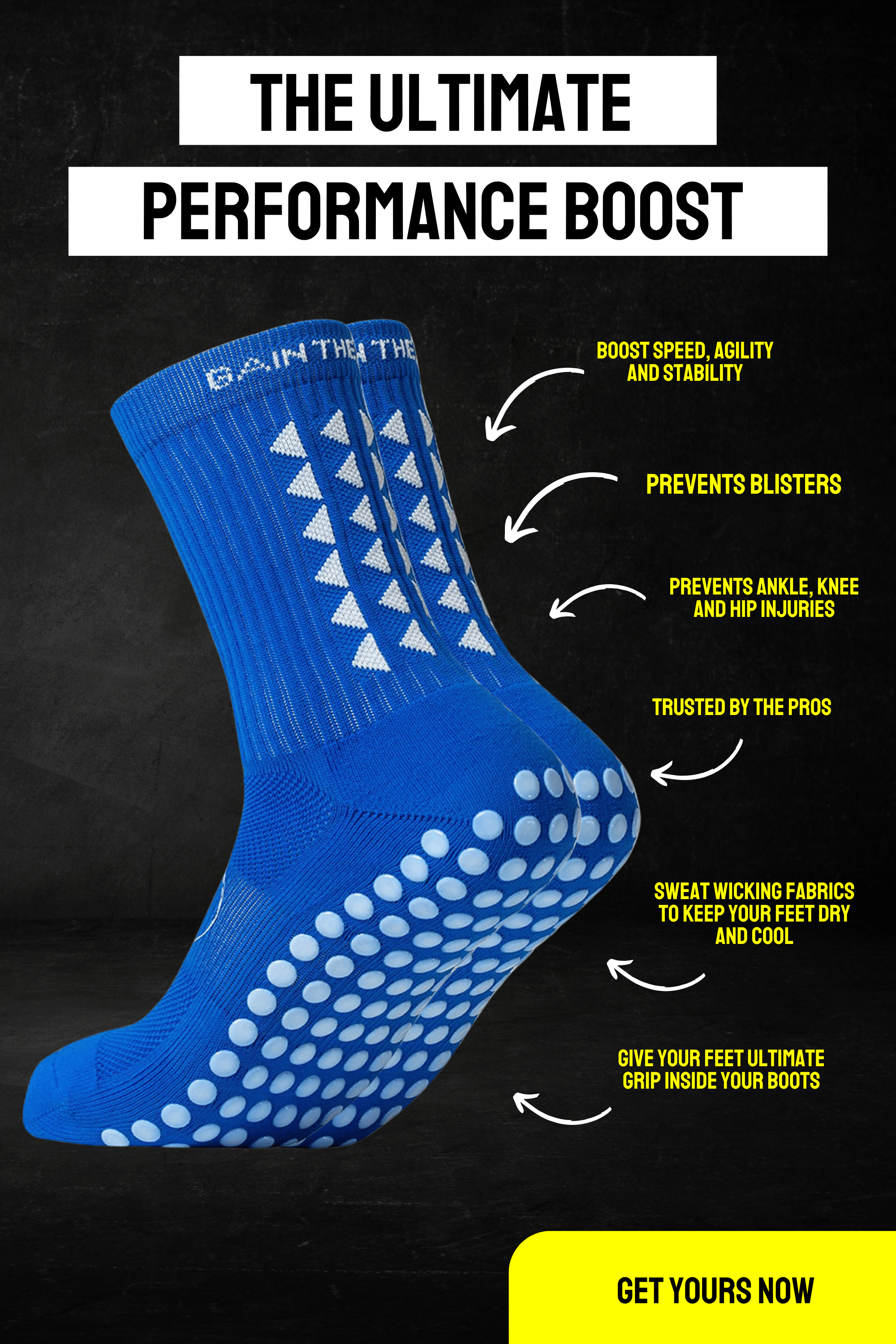 GRIP SOCKS 2.0  MidCalf Length - Blue - Gain The Edge Official